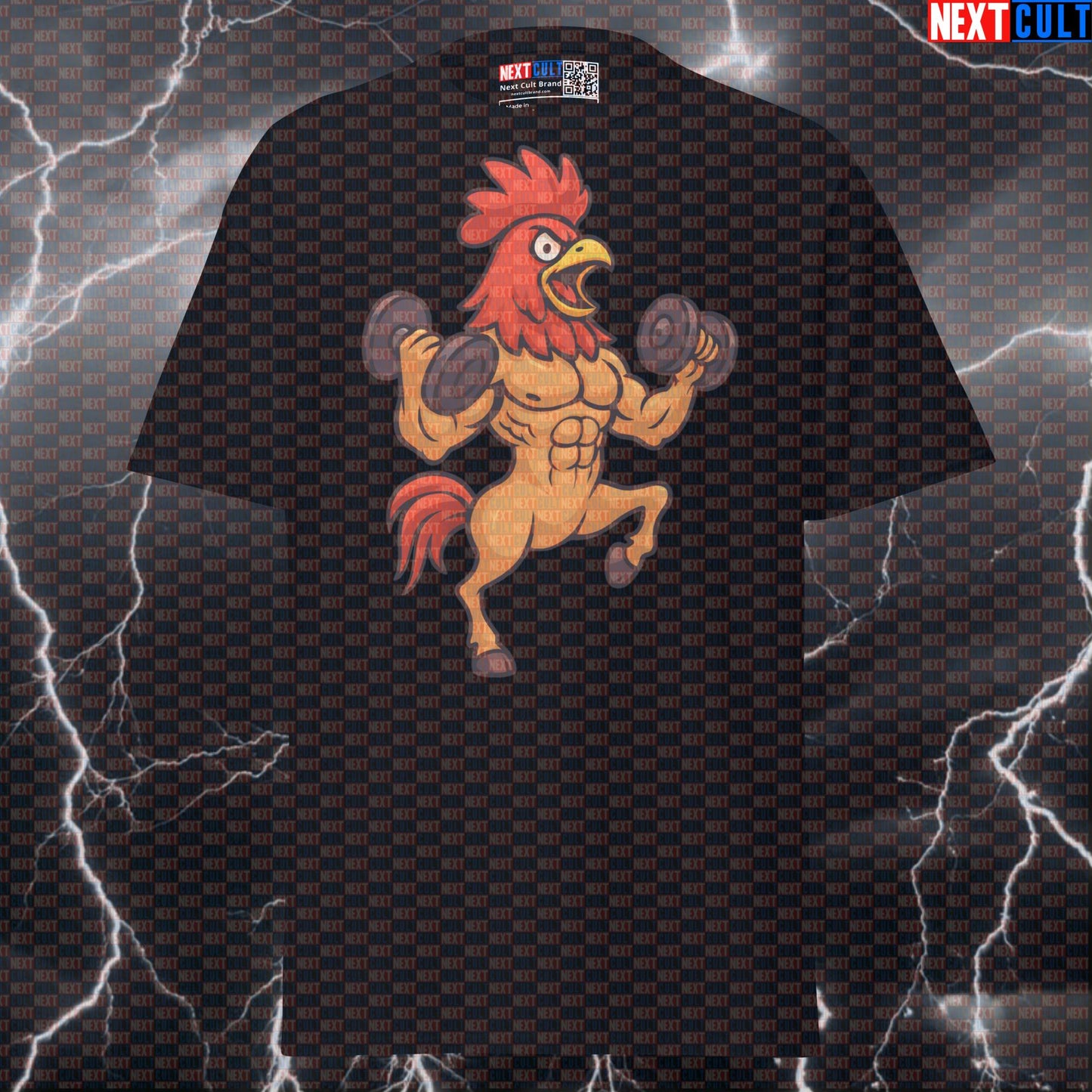 Savage Horsecock Gym T-Shirt | Funny Horse Rooster Hybrid Creature Meme Tee For Lifters & Heavy Weights Bodybuilding Fitness Gym Powerlifting Pump Cover Workout Next Cult Brand