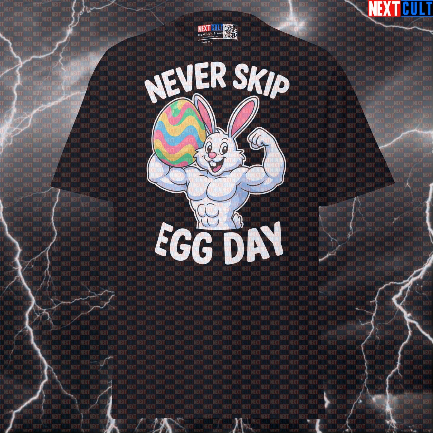 Never Skip Egg Day Funny Gym T-Shirt | Swole Bunny Easter Egg Bodybuilding Meme Tee Bodybuilding Easter Fitness Gym Pump Cover Workout Next Cult Brand