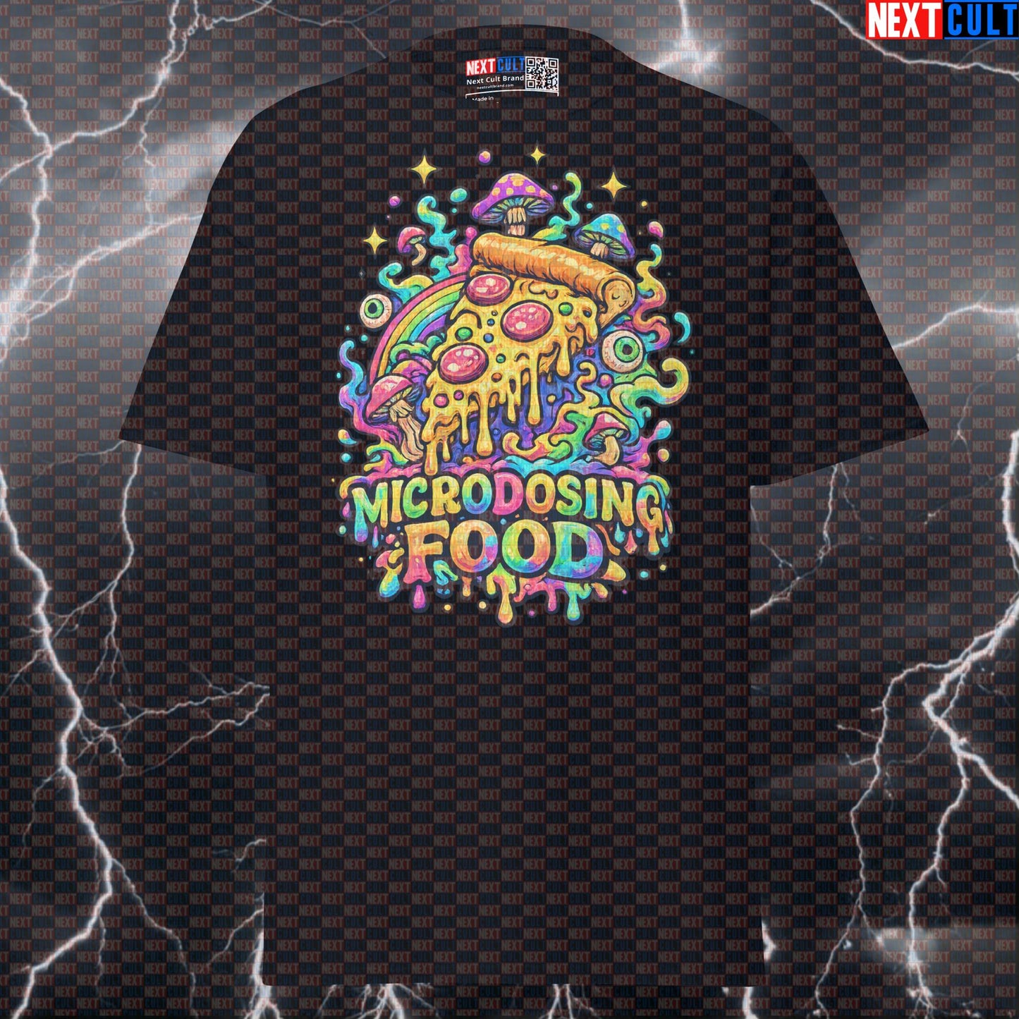 Microdosing Pizza Funny Gym Shirt | Psychedelic Fast Food Graphic Tee & Pump Cover T-shirts Fast Food Fitness Gym Pizza Pump Cover Workout Next Cult Brand
