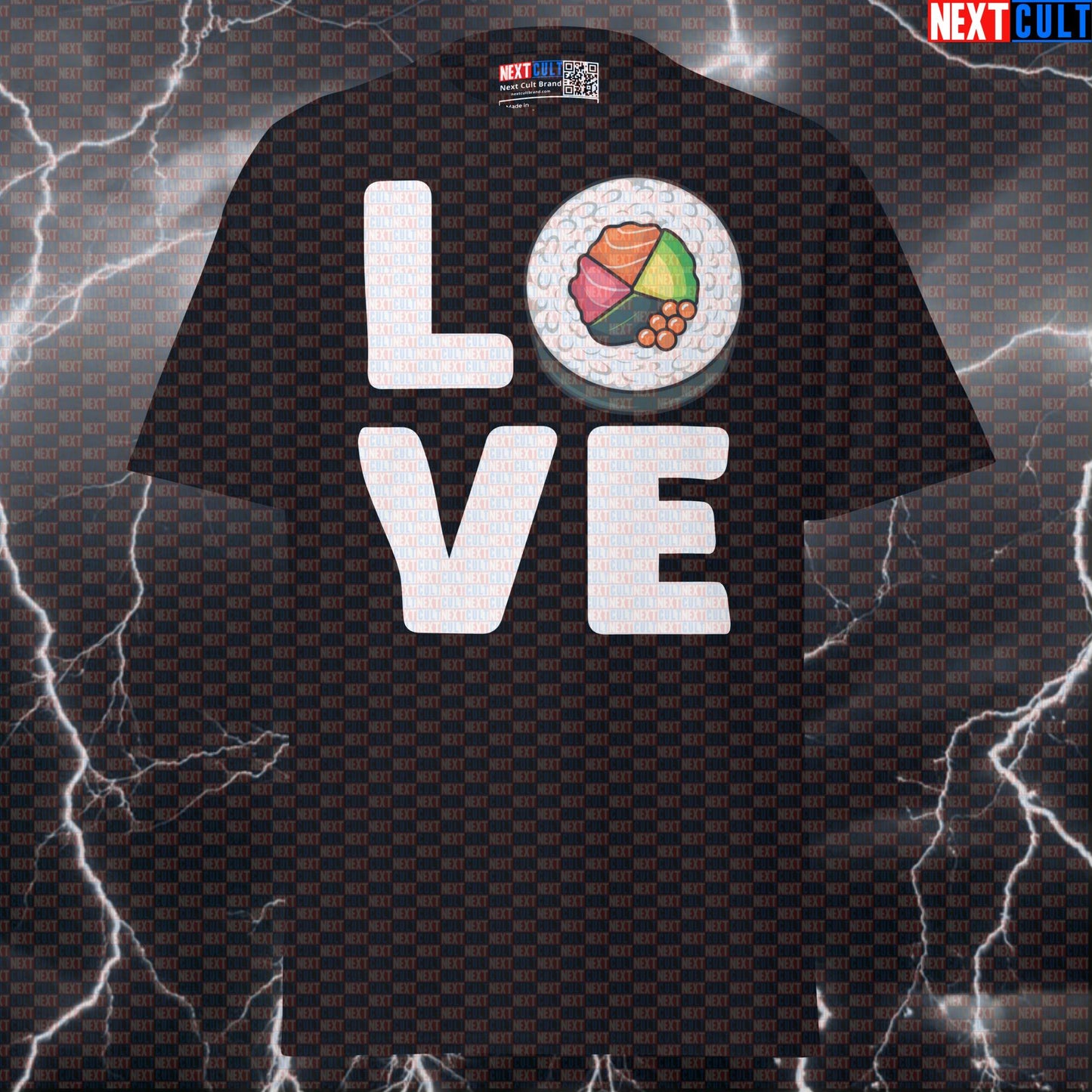 I LOVE SUSHI Funny Gym Tee | Foodie Bodybuilding Graphic Workout Shirt T-shirts Bodybuilding Bulking Fast Food Fitness Gym Pump Cover Valentine's Day Workout Next Cult Brand