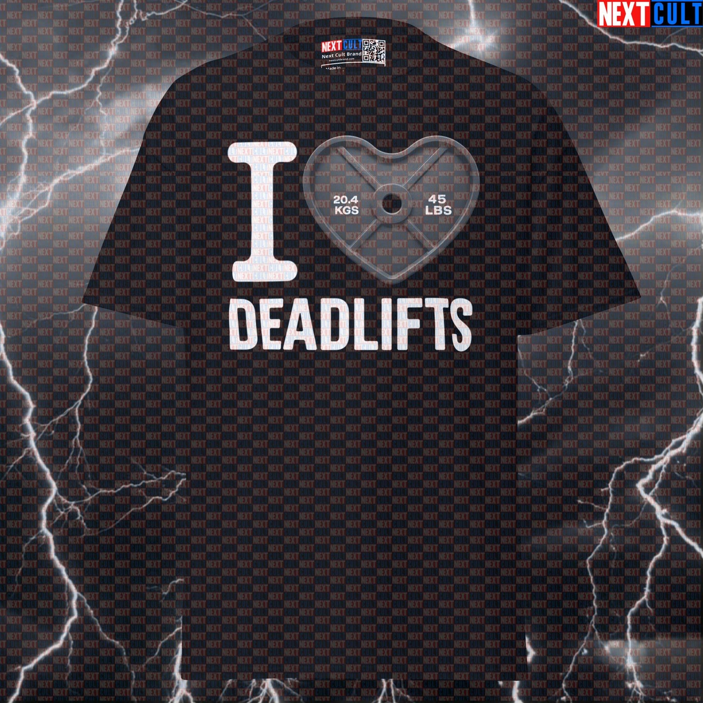 I Love Deadlifts Valentine's Day Funny Gym Shirt | Black Heart Weight Plate Graphic Tee T-shirts Bodybuilding Fitness Gym Leg Day Powerlifting Pump Cover Valentine's Day Workout Next Cult Brand