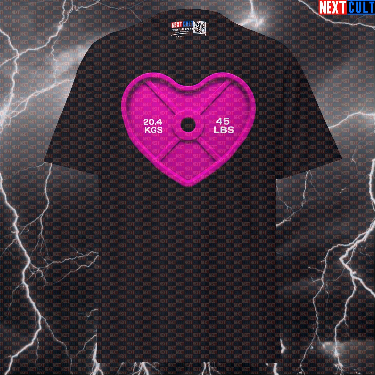 I Love Gym Pink Heart Weight Plate Funny Gym T-Shirt | Valentine's Day Workout Pump Cover Graphic Tee T-shirts Bodybuilding Fitness Gym Powerlifting Pump Cover Valentine's Day Workout Next Cult Brand