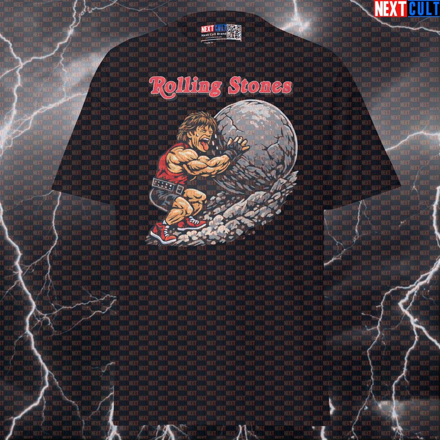 Rolling Stones Atlas Stone Strongman Funny Gym T-shirt — Rock Music Bodybuilding Workout Graphic Tee for Lifters, Fitness & Gains Fitness Gym Pump Cover Rock Music Strongman The Rolling Stones Workout Next Cult Brand