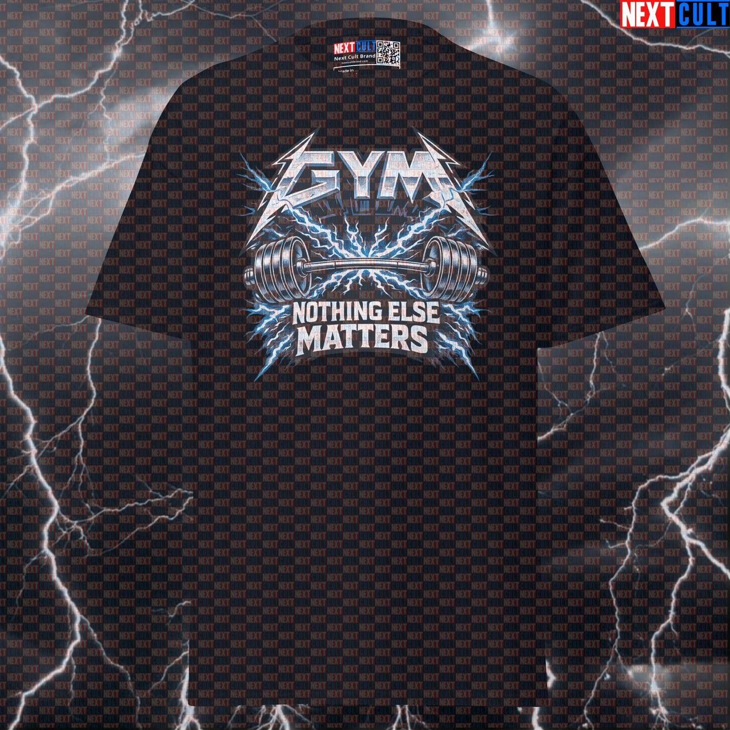 Gym Nothing Else Matters Metallica Heavy Metal Funny Gym T-Shirt — Rock Music Workout Graphic Tee for Bodybuilding & Powerlifting Lifters Bodybuilding Fitness Gym Metallica Powerlifting Pump Cover Rock Music Workout Next Cult Brand