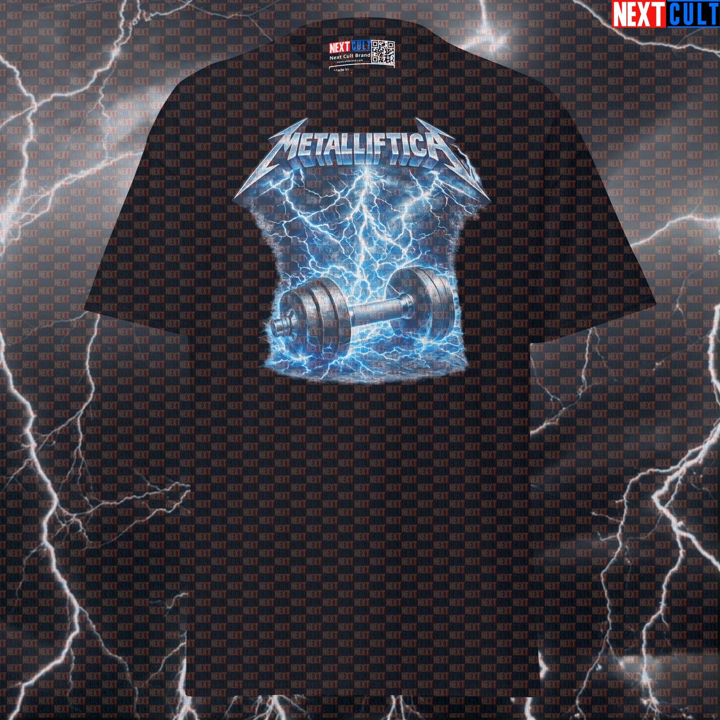 Metalliftica Funny Gym T-Shirt Lifting Metal Metallica Workout Tee Heavy Metal Fitness Meme Shirt for Lifters Bodybuilding Gym Metallica Powerlifting Pump Cover Rock Music Workout Next Cult Brand