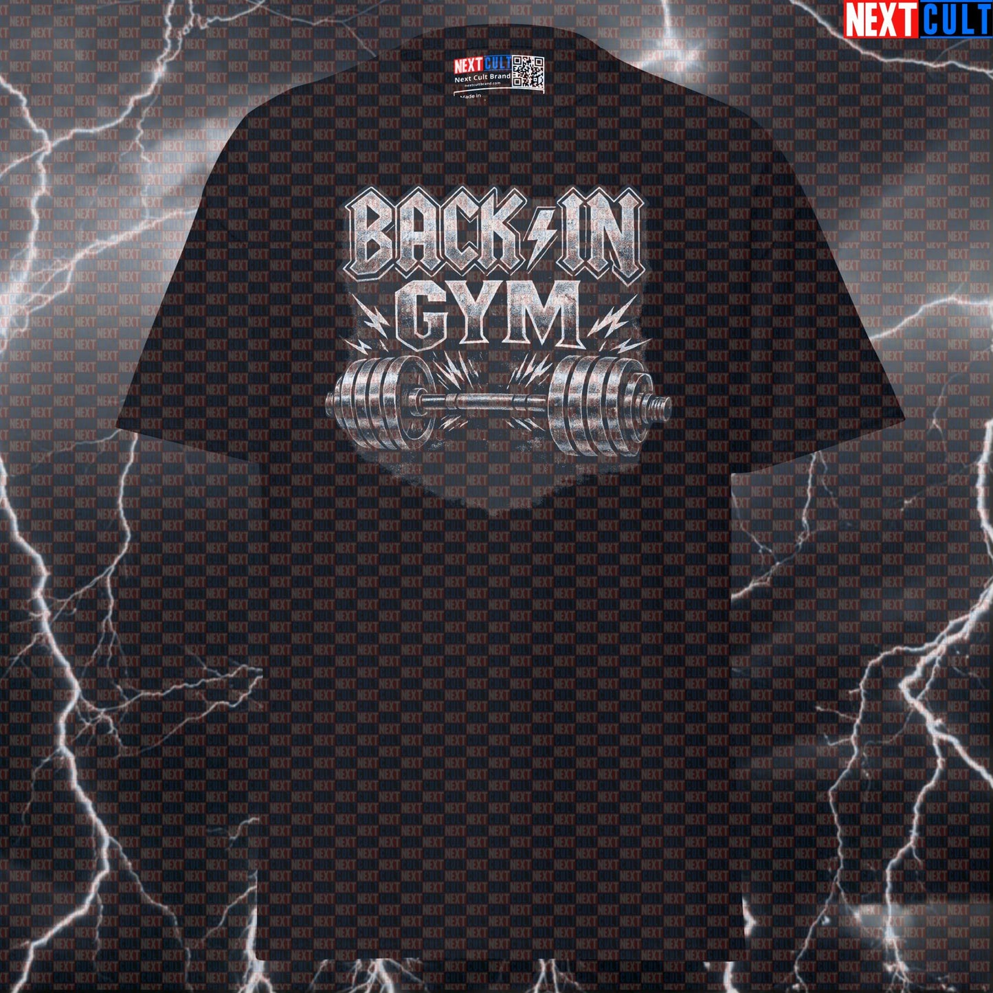 Back In Gym Funny Gym T-Shirt Back In Black Album Cover Parody AC/DC Heavy Metal Rock Music Workout Tee T-shirts AC/DC Bodybuilding Fitness Gym Powerlifting Pump Cover Rock Music Workout Next Cult Brand