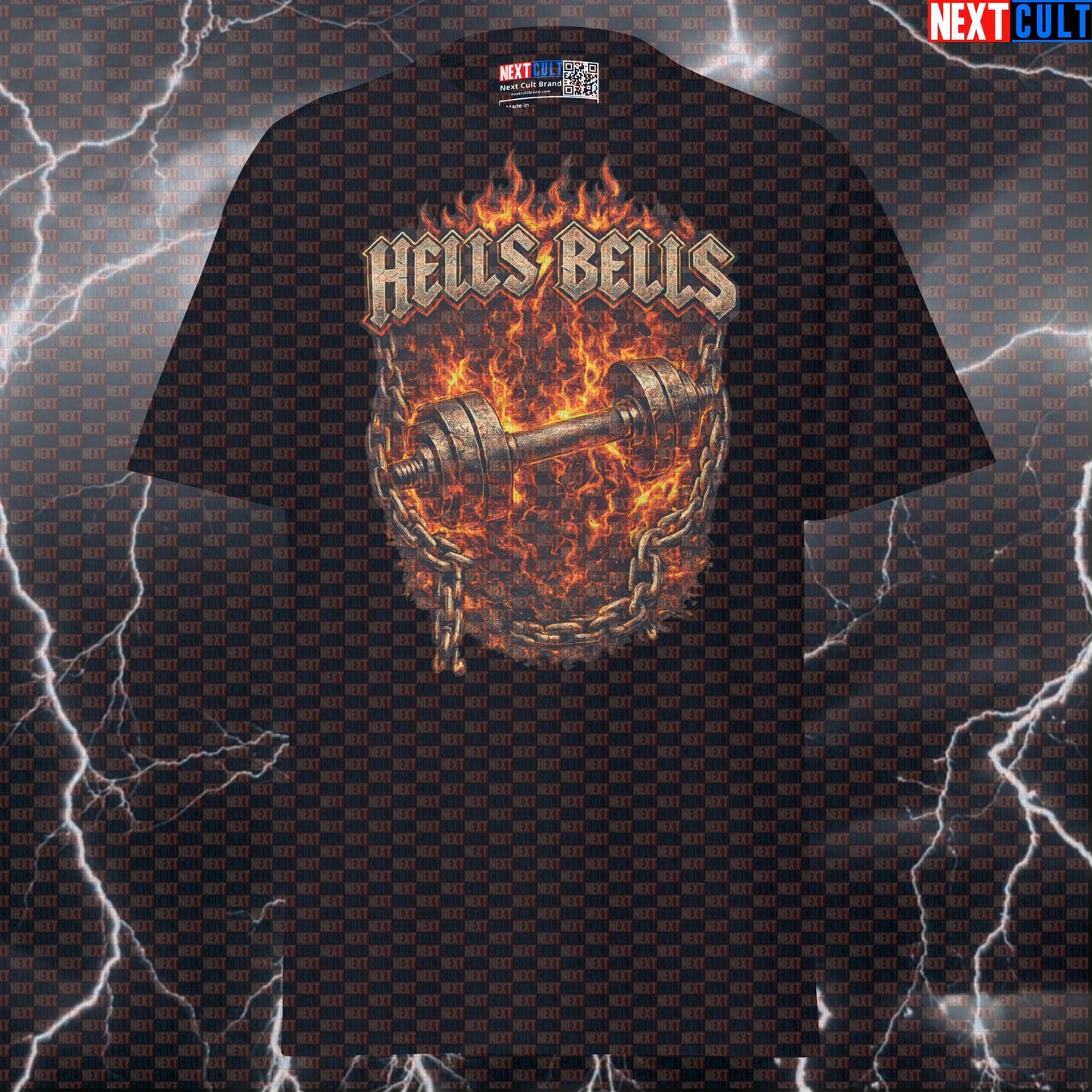 Hells Dumbbells Funny Gym T-Shirt Hells Bells Parody AC/DC Heavy Metal Rock Music Workout Tee for Lifters T-shirts AC/DC Bodybuilding Fitness Gym Pump Cover Rock Music Workout Next Cult Brand