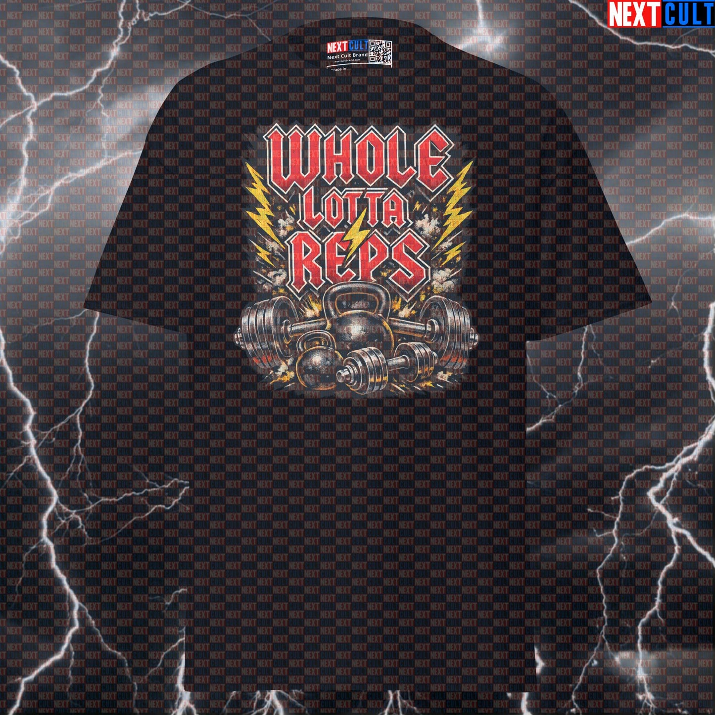 Whole Lotta Reps Funny Gym T-Shirt AC/DC Heavy Metal Rock Music Workout Tee for Lifters Who Train Loud T-shirts AC/DC Bodybuilding Fitness Gym Powerlifting Pump Cover Rock Music Workout Next Cult Brand