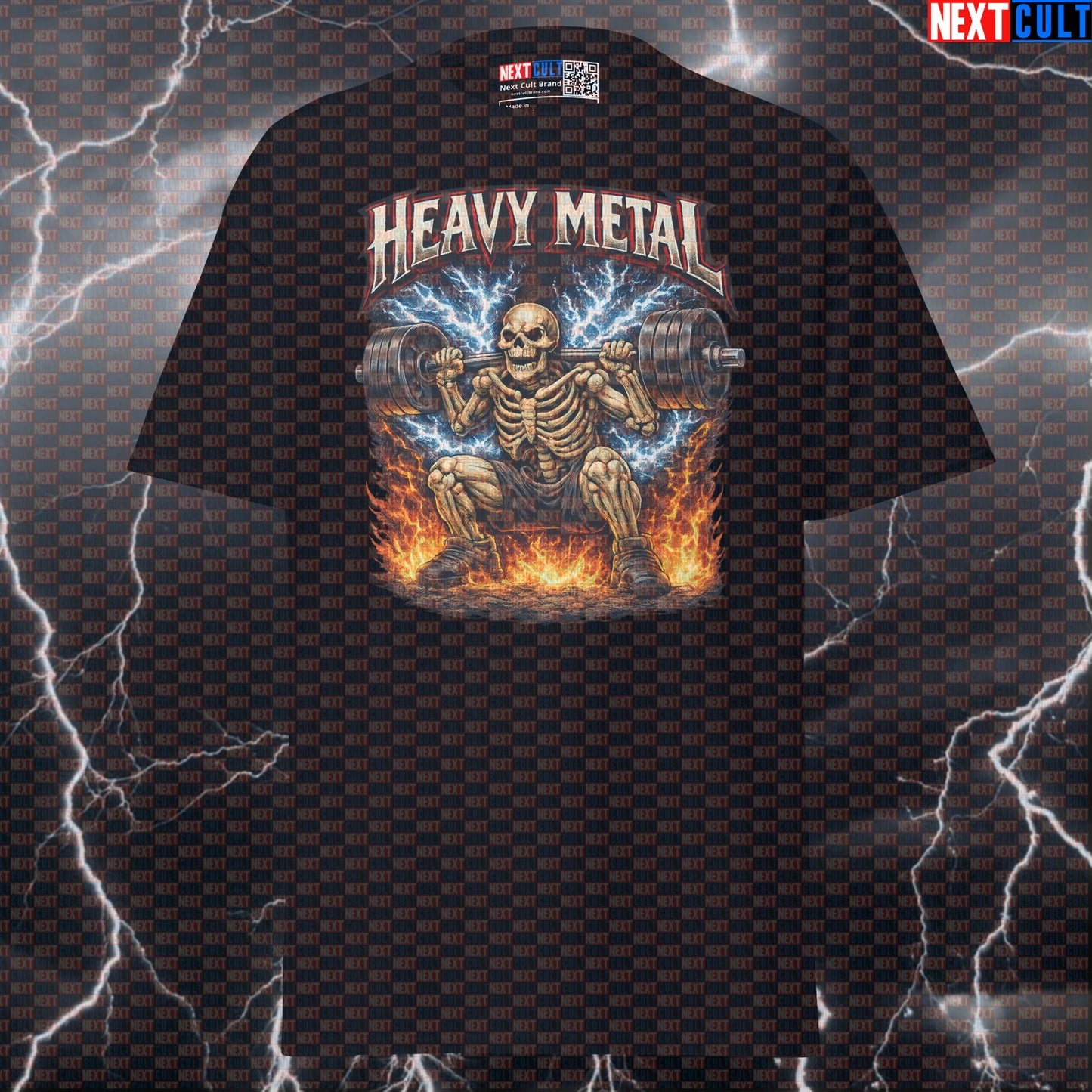 Heavy Metal Squats Funny Gym T-Shirt Skeleton Squat Design for Leg Day Lifters Bodybuilding Powerlifting Rock Workout Tee T-shirts Bodybuilding Fitness Gym Leg Day Powerlifting Pump Cover Rock Music Workout Next Cult Brand
