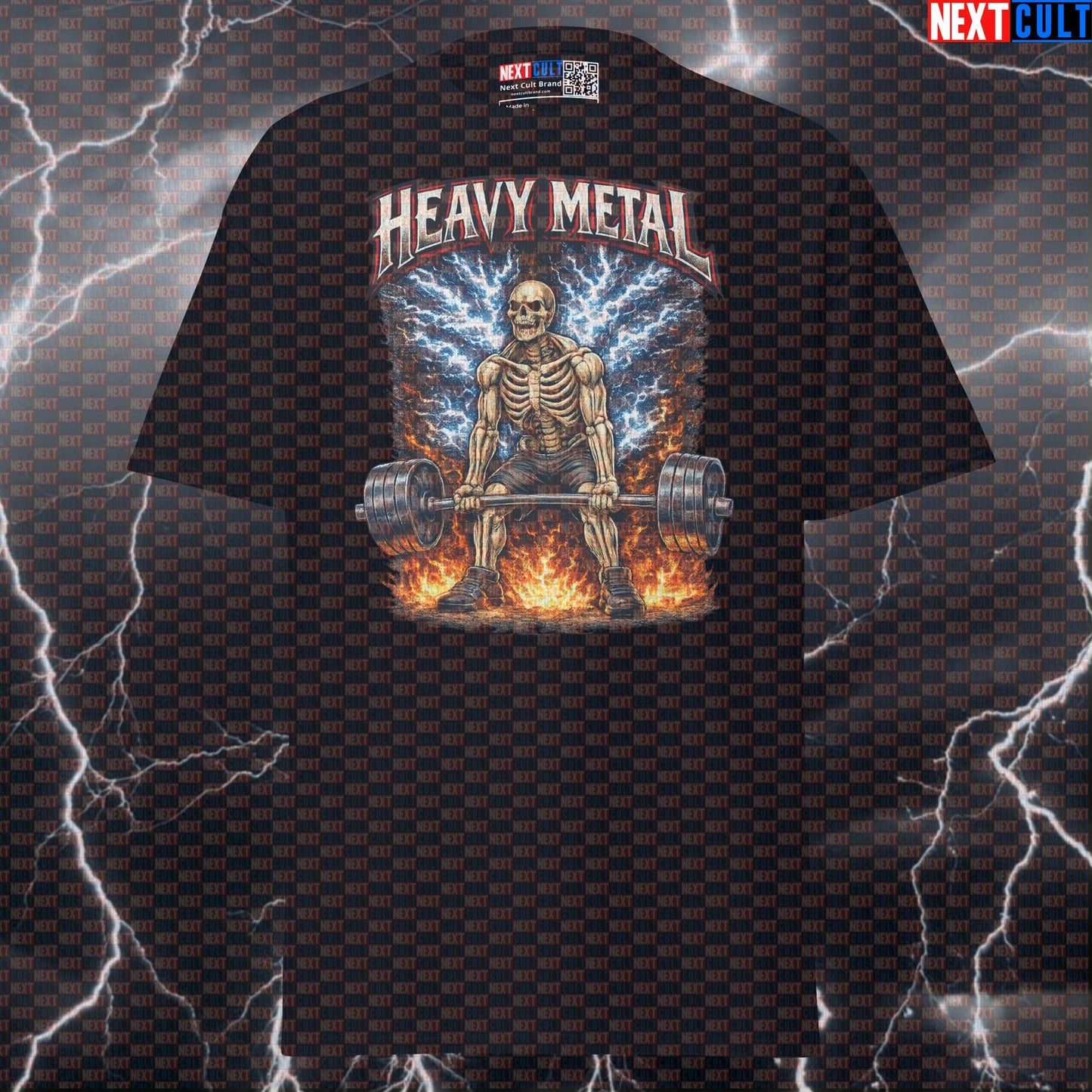 Heavy Metal Deadlifts Funny Gym T-Shirt Skeleton Barbell Graphic Tee for Leg Day Lifters Bodybuilding Powerlifting Fans T-shirts Bodybuilding Fitness Gym Leg Day Powerlifting Pump Cover Rock Music Workout Next Cult Brand