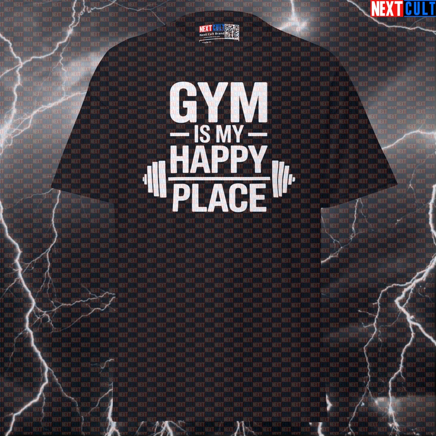 Gym Is My Happy Place Funny Gym T-Shirt Graphic Tee for Lifters Who Love Fitness, Happy Weights, and Workout Motivation T-shirts Bodybuilding Fitness Gym Powerlifting Pump Cover Workout Next Cult Brand
