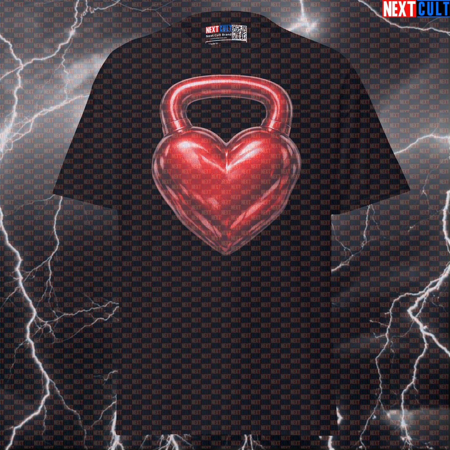 Heart Shaped Kettlebell Valentine’s Day Funny Gym T-Shirt for Lifters in Love with Kettlebells and Strength Training T-shirts Fitness Gym Kettlebell Pump Cover Valentine's Day Workout Next Cult Brand