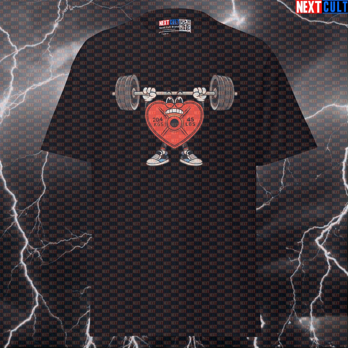 Lift With Your Heart Funny Valentine’s Day Gym T-Shirt with Heart-Shaped Weight Plate Meme for Lifters T-shirts Bodybuilding Fitness Gym Powerlifting Pump Cover Valentine's Day Workout Next Cult Brand