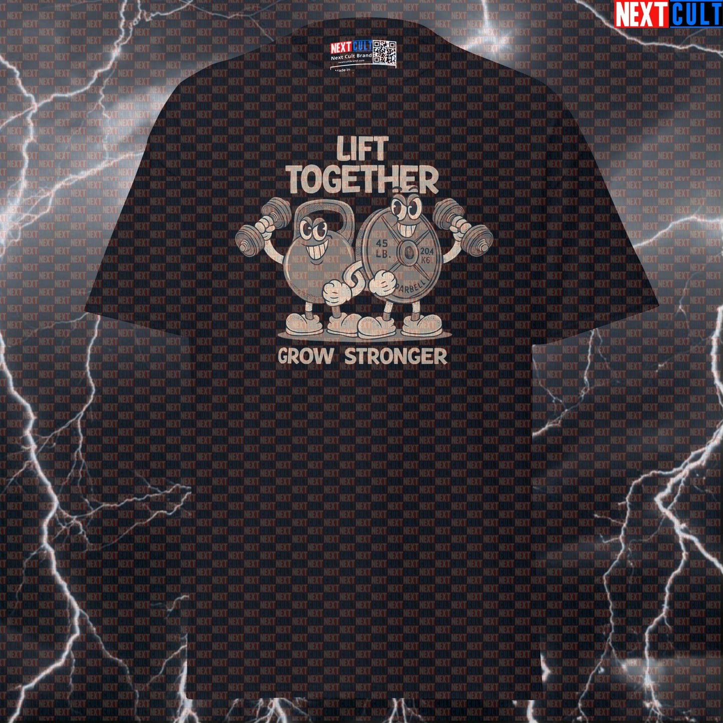 Lift Together Grow Stronger Funny Gym Buddies T-Shirt Friendship Workout Tee for Lifting, Bodybuilding, Powerlifting Fans Bodybuilding Fitness Gym Kettlebell Powerlifting Pump Cover Workout Next Cult Brand