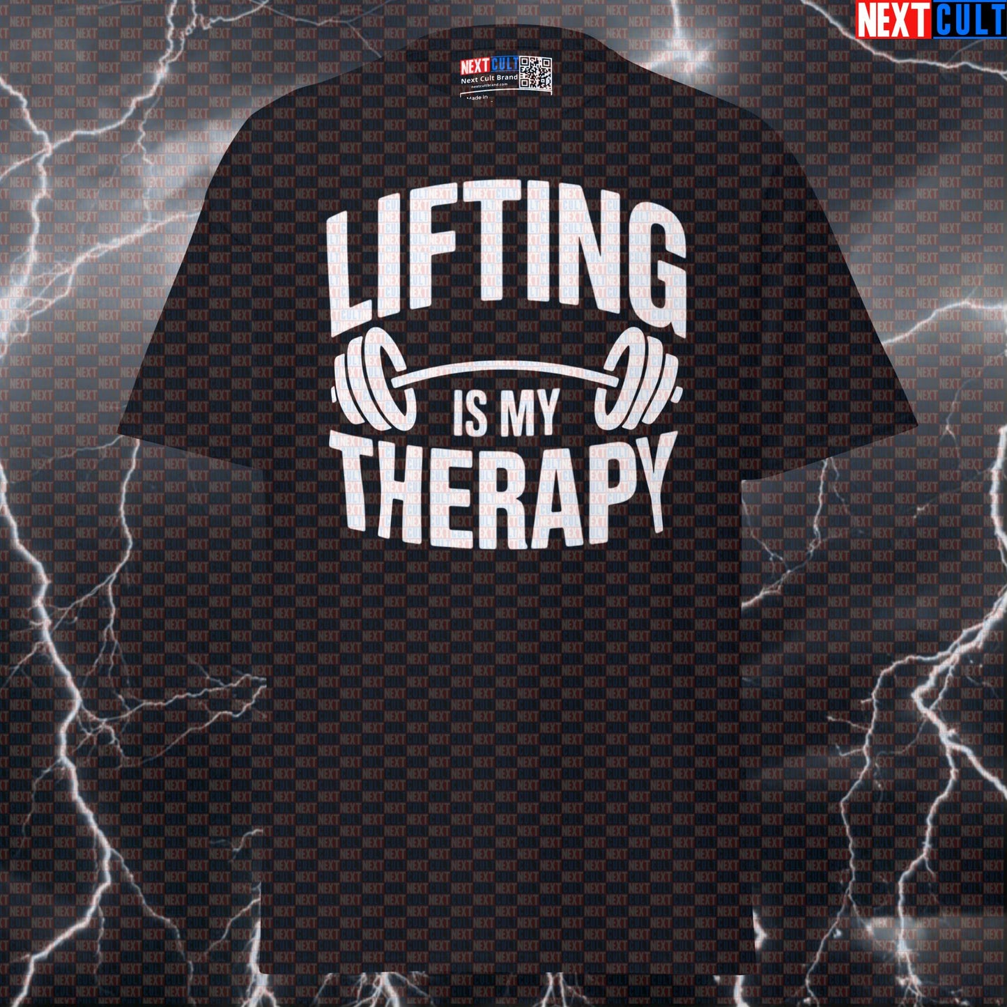 Lifting Is My Therapy Funny Gym T-Shirt – Workout Fitness Lifting Bodybuilding Powerlifting Meme Graphic Tee T-shirts Next Cult Brand