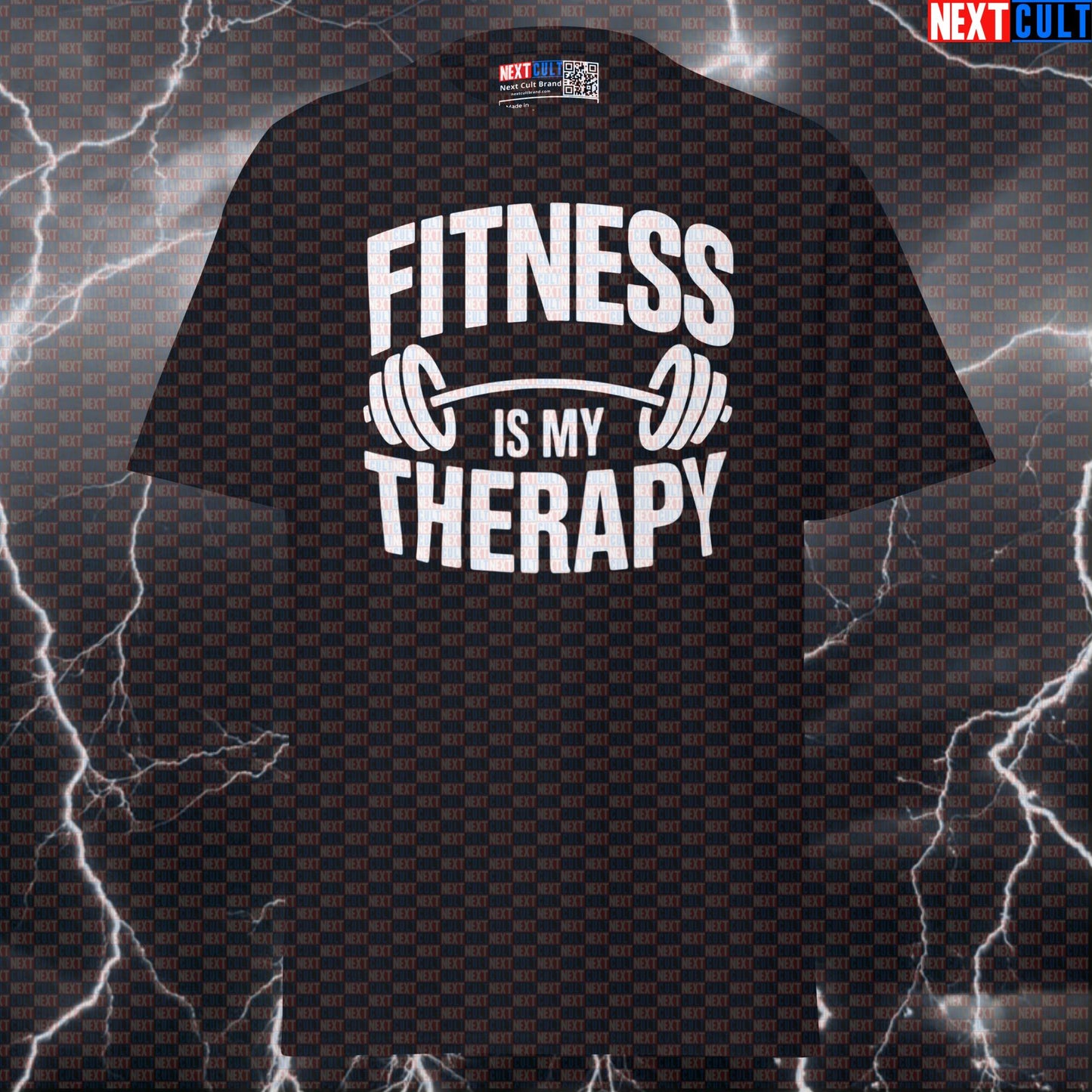 Fitness Is My Therapy Funny Gym T-Shirt – Workout Fitness Lifting Bodybuilding Powerlifting Meme Graphic Tee T-shirts Next Cult Brand