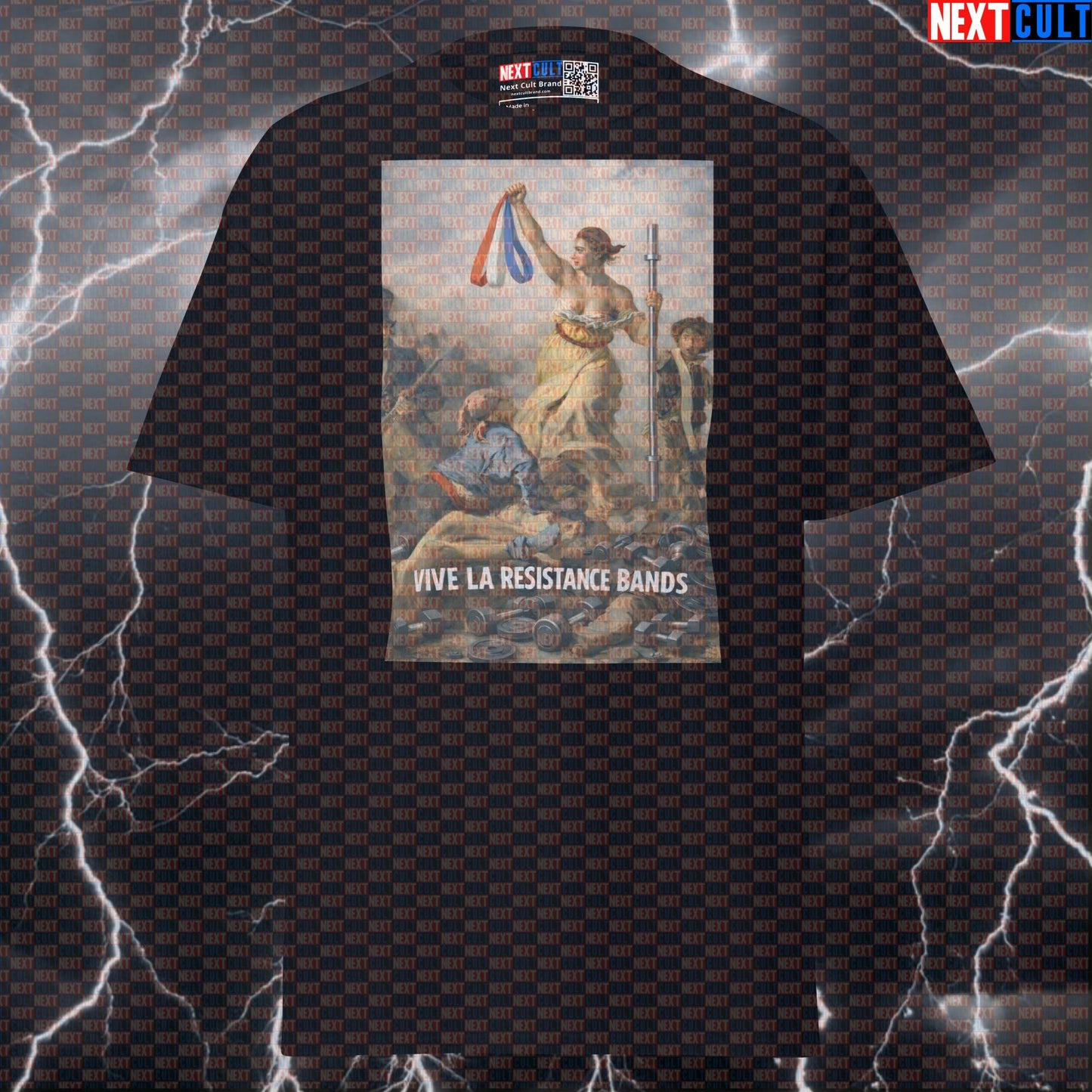 Vive La Resistance Bands Funny Gym T-Shirt Painting Meme – Resistance Bands Warmup Rehab Mobility Fitness Revolution Tee Fitness Functional Fitness Gym Pump Cover Workout Next Cult Brand