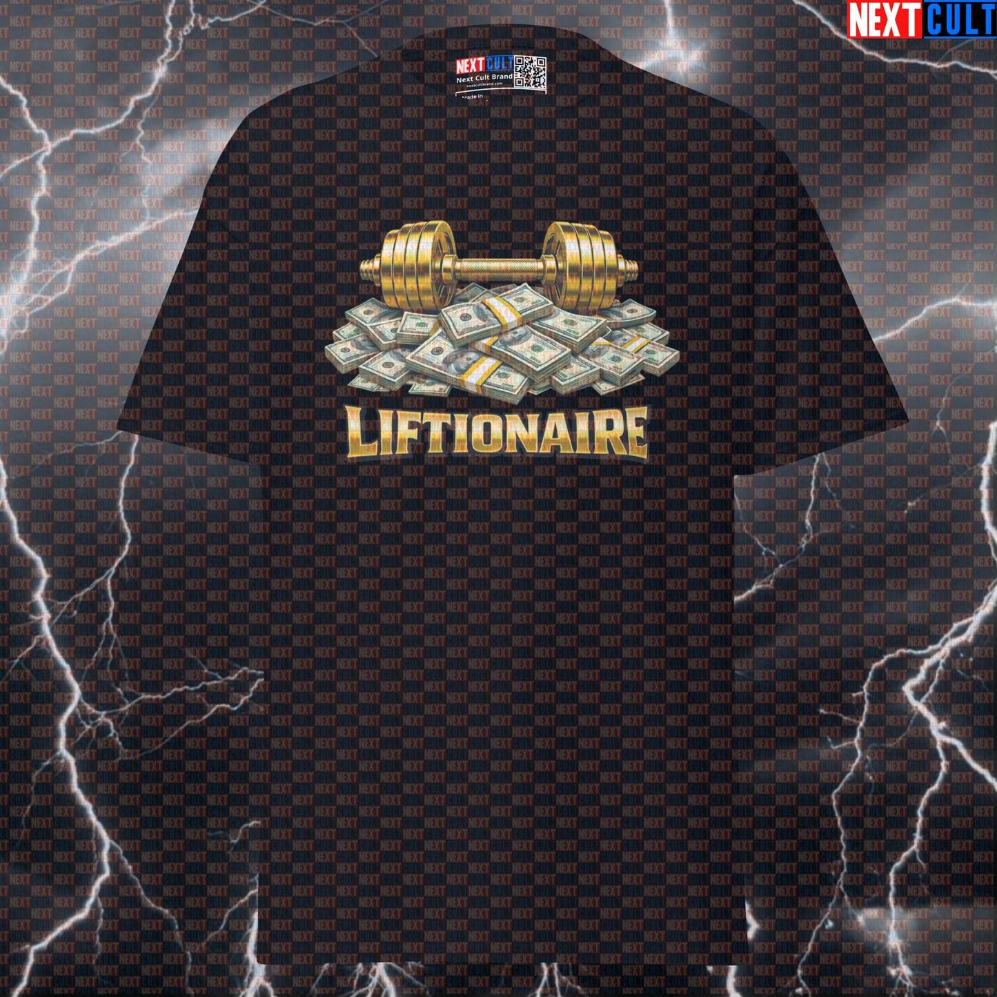 Liftionaire Funny Gym T-Shirt Money Barbell Meme Workout Shirt Bodybuilding Powerlifting Graphic Tee T-shirts Next Cult Brand