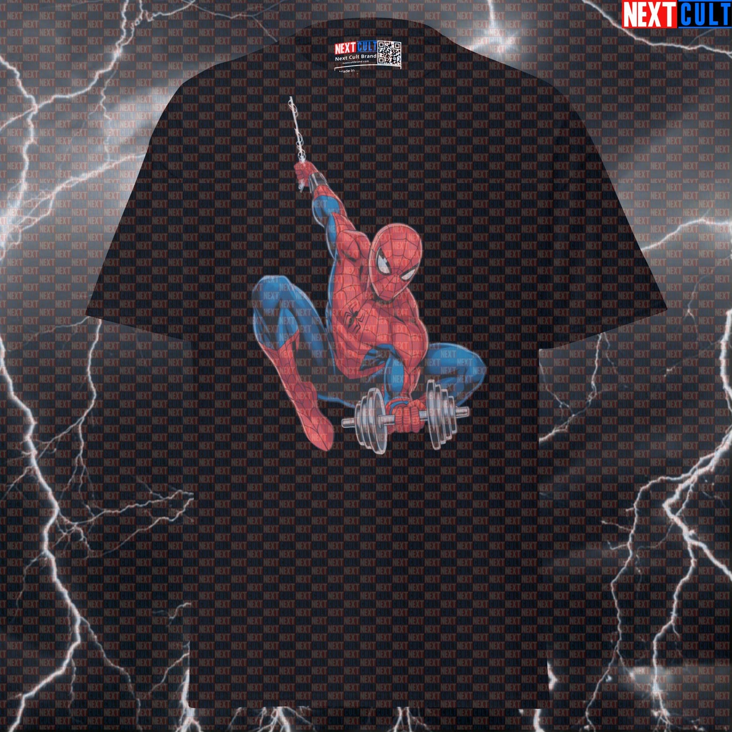 Spider-Man Funny Gym T-Shirt Lifting Dumbbells Workout Tee Graphic Gym Shirt Bodybuilding Powerlifting Fitness Meme T-shirts Next Cult Brand
