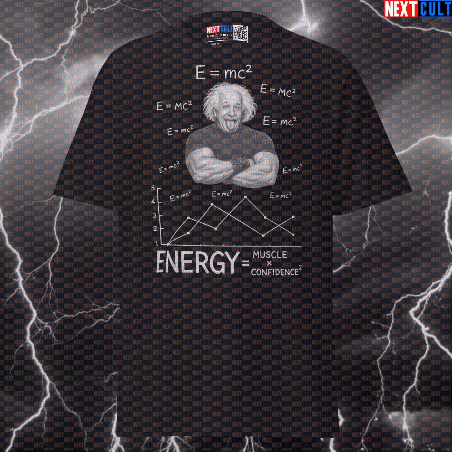 E = mc² Energy Muscle Confidence Funny Gym T-Shirt Albert Einstein Science Based Lifting Workout Tee T-shirts Next Cult Brand