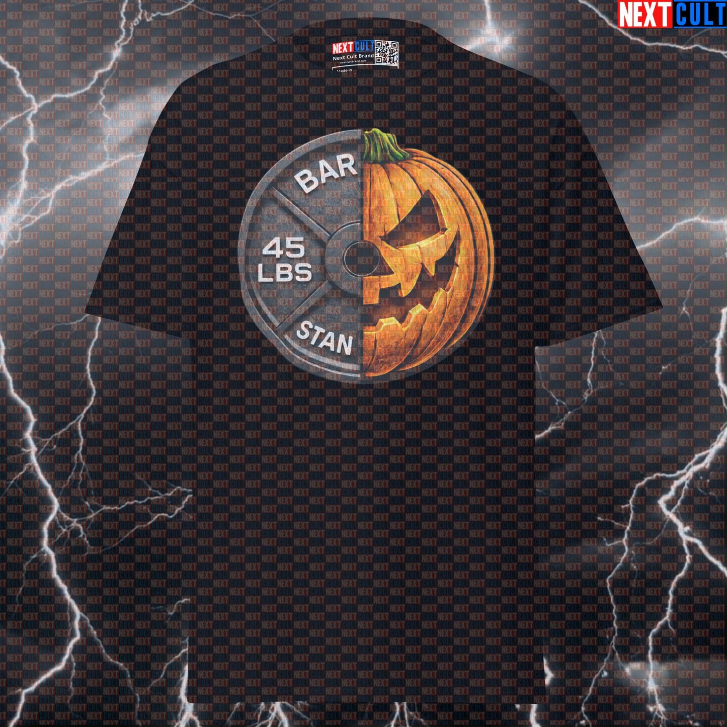 Halloween & Weights 45LB Pumpkin Weight Plate Funny Gym T-Shirt Spooky Barbell Workout Tee Gym Shirt T-shirts Next Cult Brand