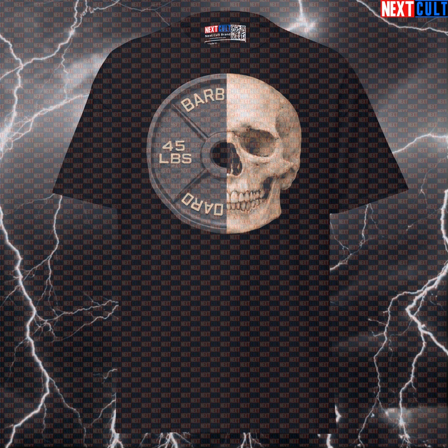 Skull & Weights 45LB Plate Funny Gym T-Shirt Skull Weight Plate Graphic Tee Hardcore Workout Gym Shirt T-shirts Next Cult Brand