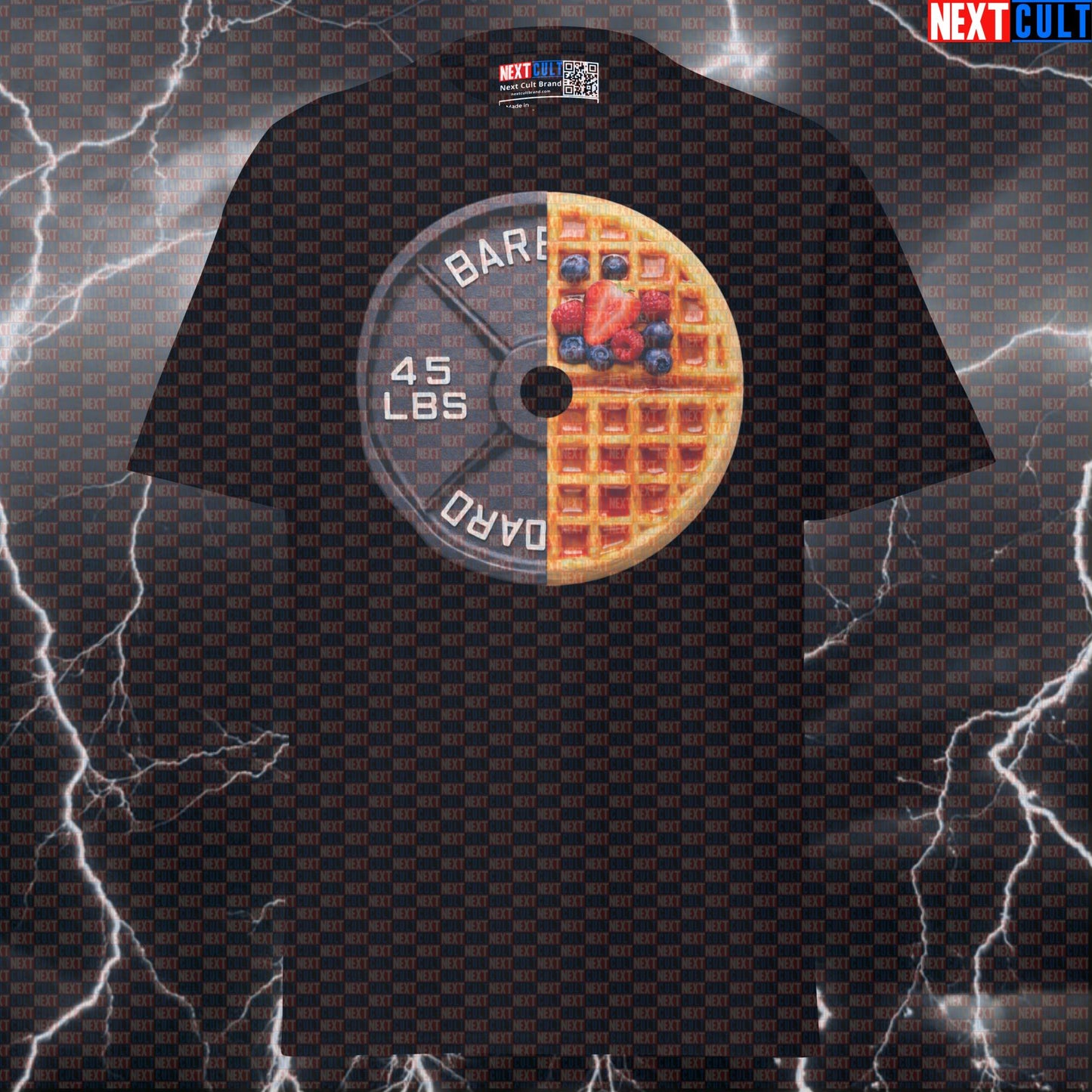 Waffles Weight Plate Funny Gym T-Shirt 45LB Plate Waffles & Weights Breakfast Workout Tee Graphic Gym Shirt T-shirts Next Cult Brand