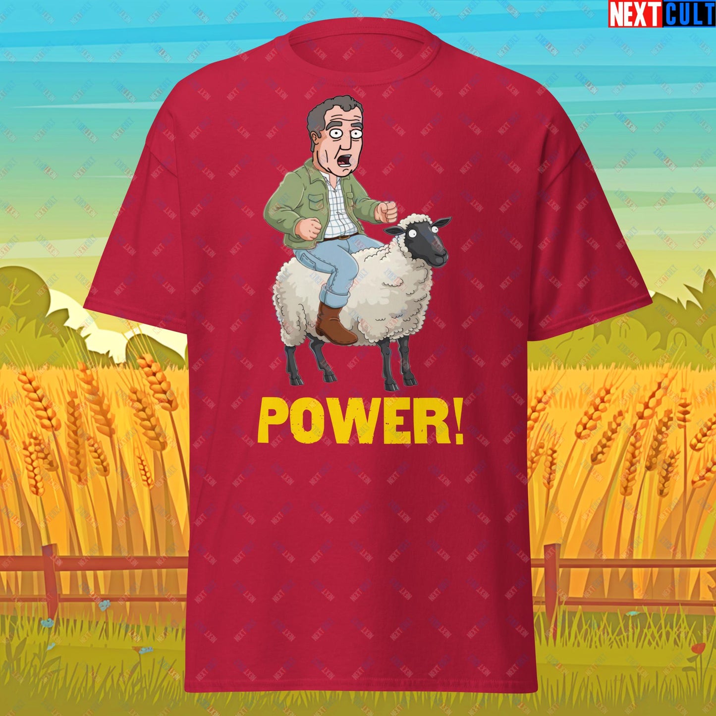 Power Sheep Jeremy Clarkson's Farm Diddly Squat Grand Tour Top Gear Funny Meme Cartoon Unisex tee Cardinal T-shirts Clarkson's Farm Grand Tour Jeremy Clarkson Top Gear TV Shows Next Cult Brand
