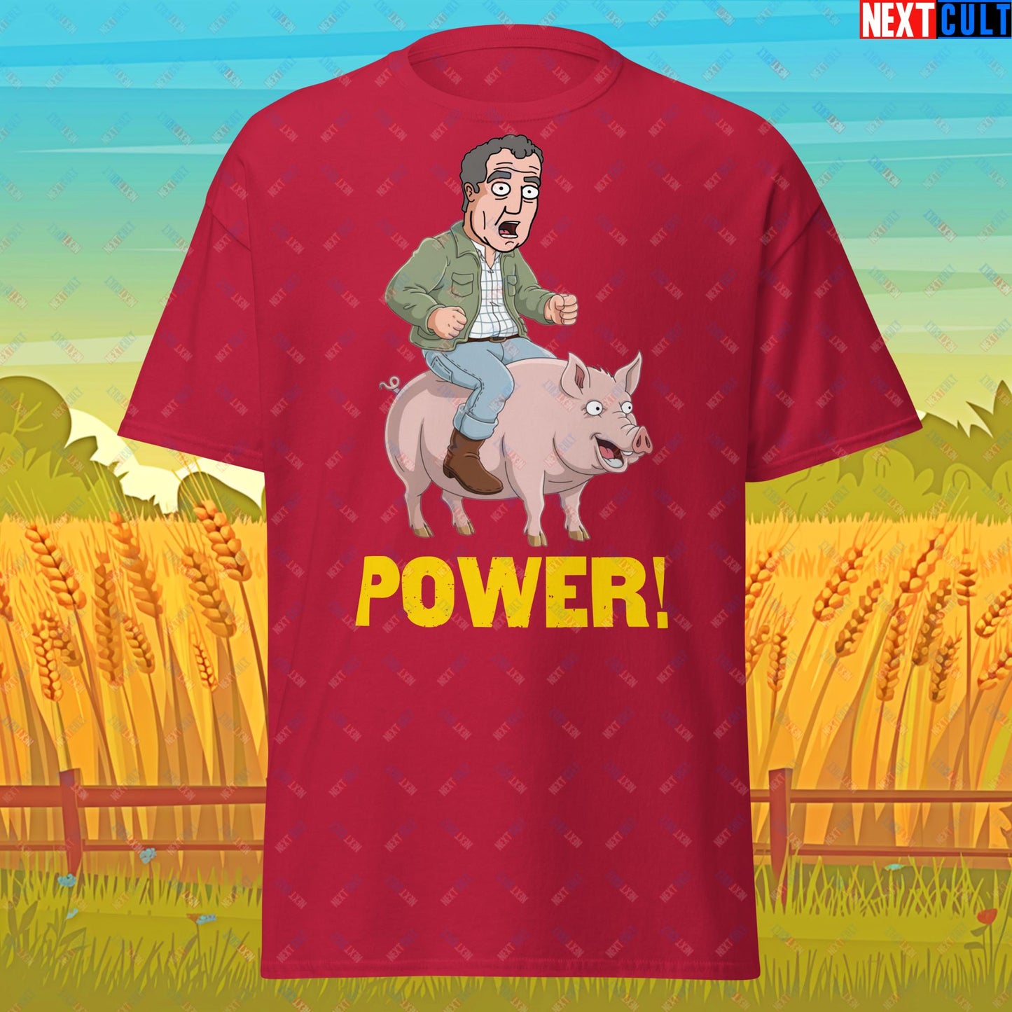 Power Pig Farming Jeremy Clarkson's Farm Diddly Squat Grand Tour Top Gear Funny Meme Cartoon Unisex tee Cardinal T-shirts Clarkson's Farm Grand Tour Jeremy Clarkson Top Gear TV Shows Next Cult Brand
