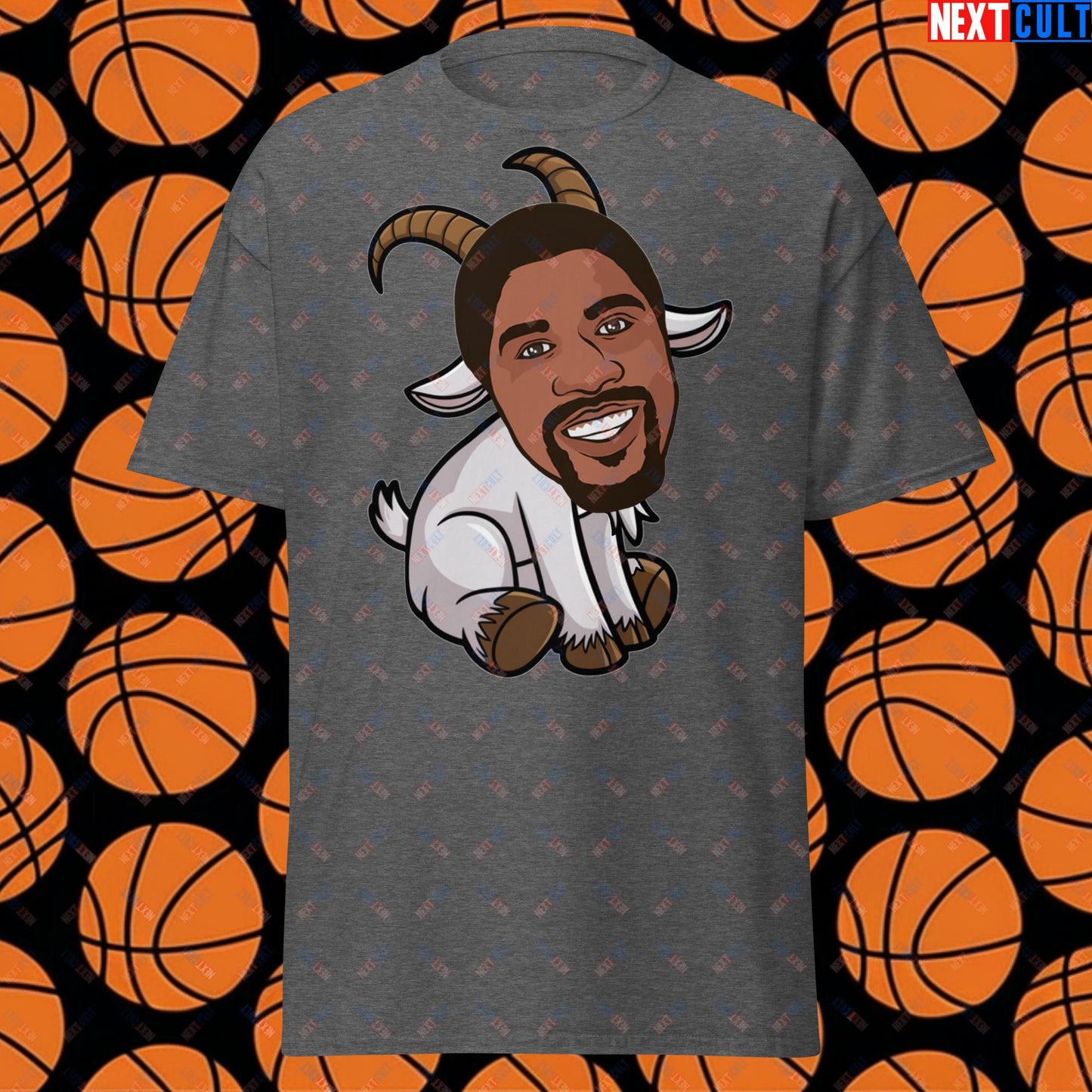 Magic Johnson G.O.A.T. T-Shirt - Funny Basketball Meme Casual Top - Greatest of All Time Tee for Basketball Fans - Perfect Gift for Magic Johnson Fans Unisex tee Dark Heather T-shirts Basketball G.O.A.T. Los Angeles Lakers Magic Johnson NBA Next Cult Brand