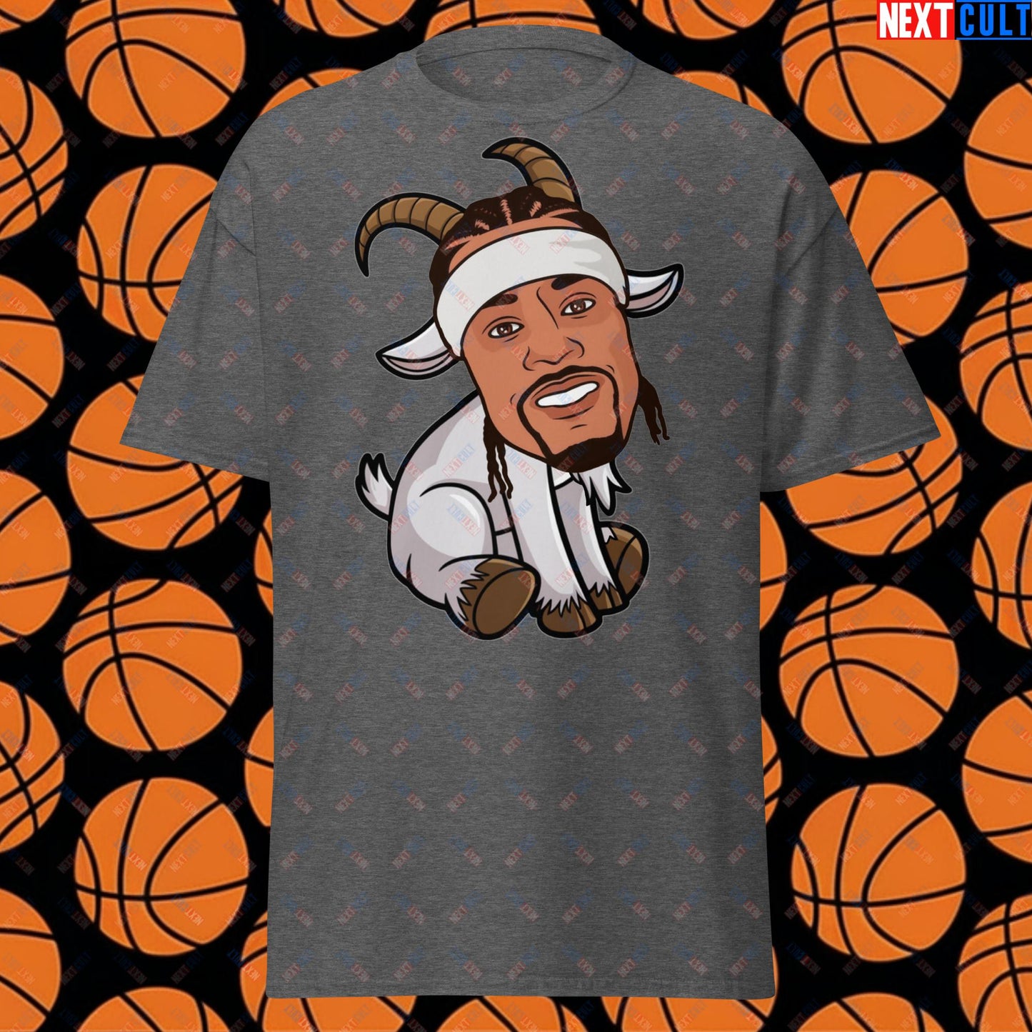 Allen Iverson G.O.A.T. T-Shirt - Funny Basketball Meme Casual Top - Greatest of All Time Tee for Basketball Fans - Perfect Gift for Allen Iverson Fans Unisex tee Dark Heather T-shirts Allen Iverson Basketball G.O.A.T. NBA Philadelphia 76ers Next Cult Brand
