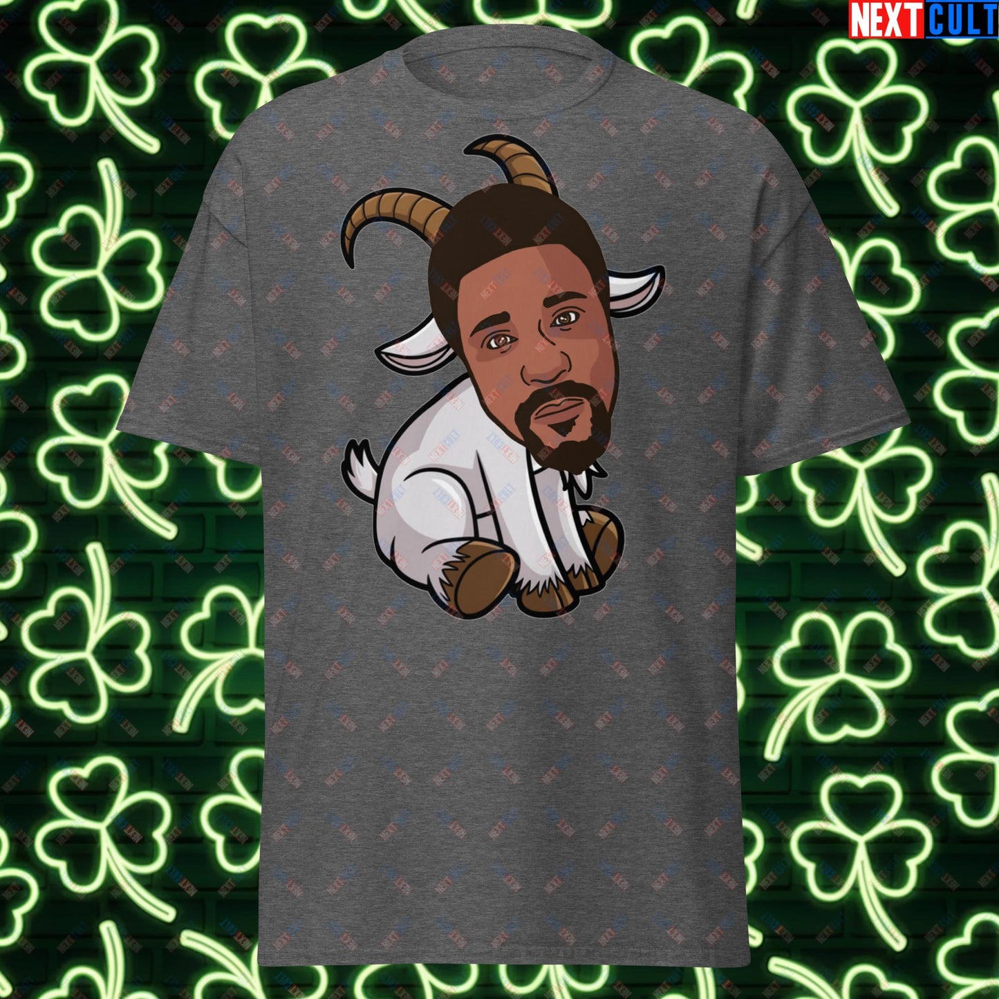 Bill Russell G.O.A.T. T-Shirt - Boston Celtics Basketball Meme Tee - Greatest of All Time Funny Cartoon Top for Basketball Fans - Perfect Gift for Celtics Supporters Dark Heather T-shirts Basketball Bill Russell Boston Celtics G.O.A.T. NBA Next Cult Brand