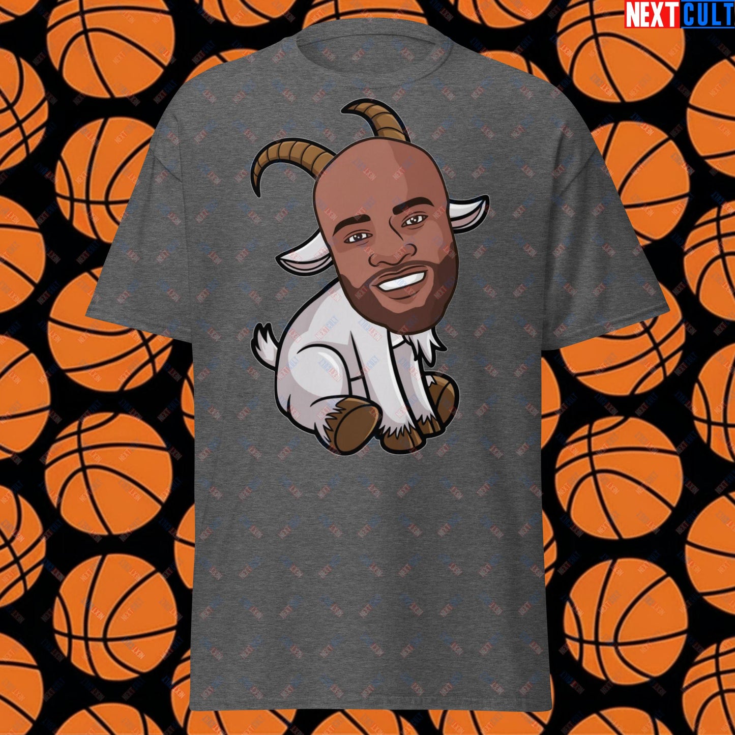 Vince Carter G.O.A.T. T-Shirt - Greatest of All Time Basketball Meme Tee - Funny Vince Carter Cartoon Top for Basketball Fans - Perfect Gift for GOAT Lovers Dark Heather T-shirts Basketball G.O.A.T. NBA Toronto Raptors Vince Carter Next Cult Brand