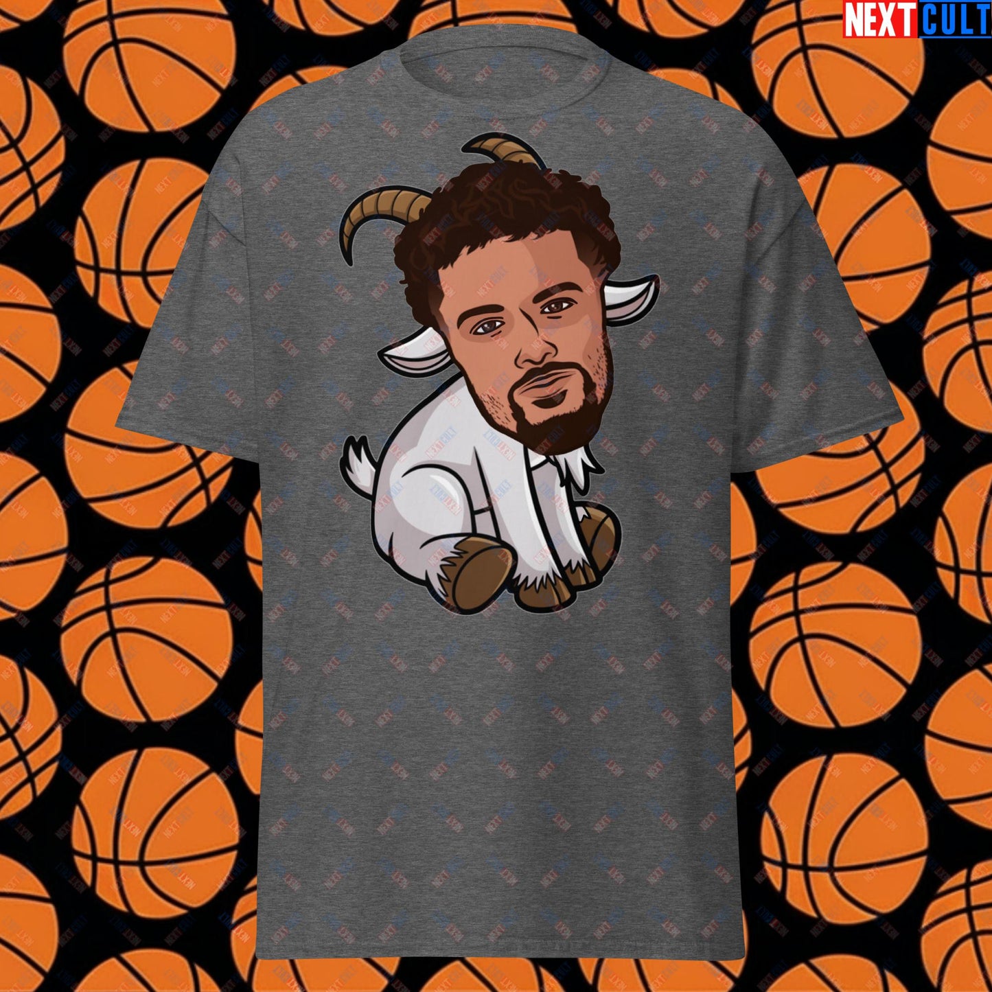 Trae Young G.O.A.T. T-Shirt - Funny Atlanta Hawks Basketball Meme Casual Top - Greatest of All Time Tee for Basketball Fans - Perfect Gift for Trae Young Fans Dark Heather T-shirts Atlanta Hawks Basketball G.O.A.T. NBA Trae Young Next Cult Brand