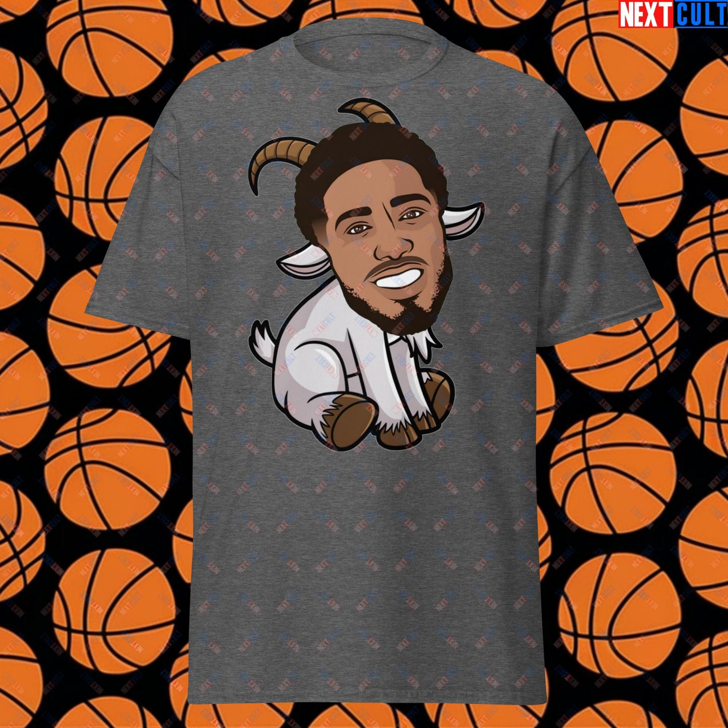 Tyrese Haliburton G.O.A.T. T-Shirt - Funny Basketball Meme Tee - Indiana Pacers GOAT Casual Top - Perfect Gift for Basketball Fans Dark Heather T-shirts Basketball G.O.A.T. Indiana Pacers NBA Tyrese Haliburton Next Cult Brand
