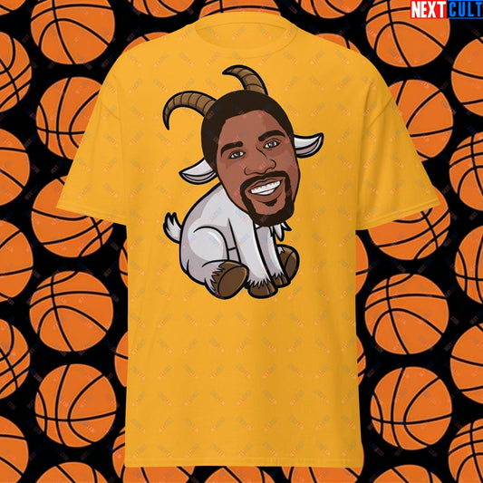 Magic Johnson G.O.A.T. T-Shirt - Funny Basketball Meme Casual Top - Greatest of All Time Tee for Basketball Fans - Perfect Gift for Magic Johnson Fans Unisex tee Gold T-shirts Basketball G.O.A.T. Los Angeles Lakers Magic Johnson NBA Next Cult Brand