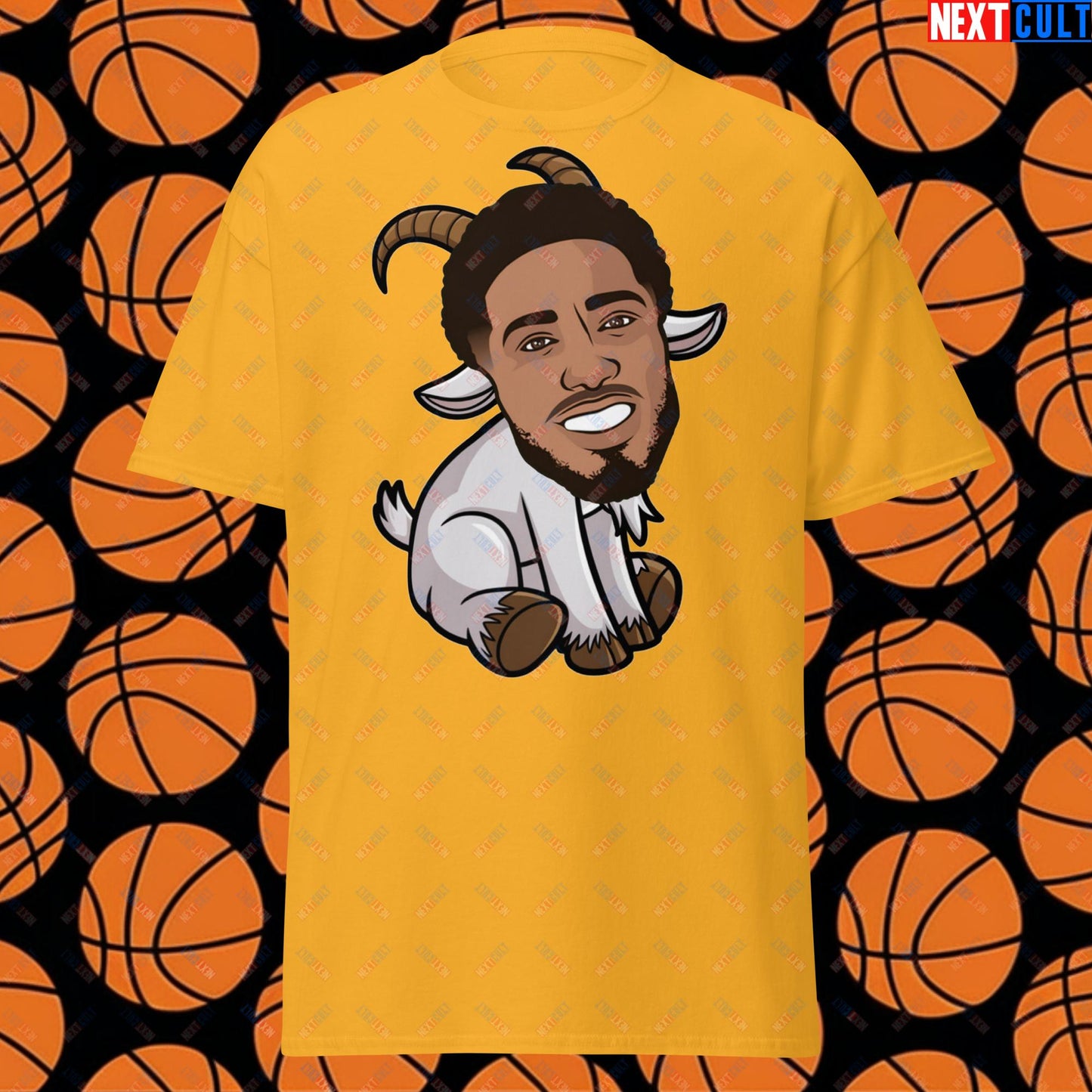 Tyrese Haliburton G.O.A.T. T-Shirt - Funny Basketball Meme Tee - Indiana Pacers GOAT Casual Top - Perfect Gift for Basketball Fans Gold T-shirts Basketball G.O.A.T. Indiana Pacers NBA Tyrese Haliburton Next Cult Brand