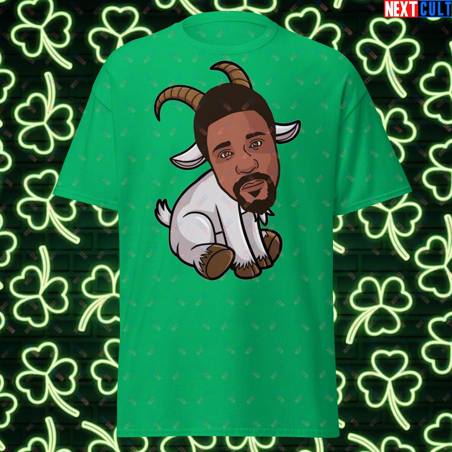 Bill Russell G.O.A.T. T-Shirt - Boston Celtics Basketball Meme Tee - Greatest of All Time Funny Cartoon Top for Basketball Fans - Perfect Gift for Celtics Supporters Irish Green T-shirts Basketball Bill Russell Boston Celtics G.O.A.T. NBA Next Cult Brand