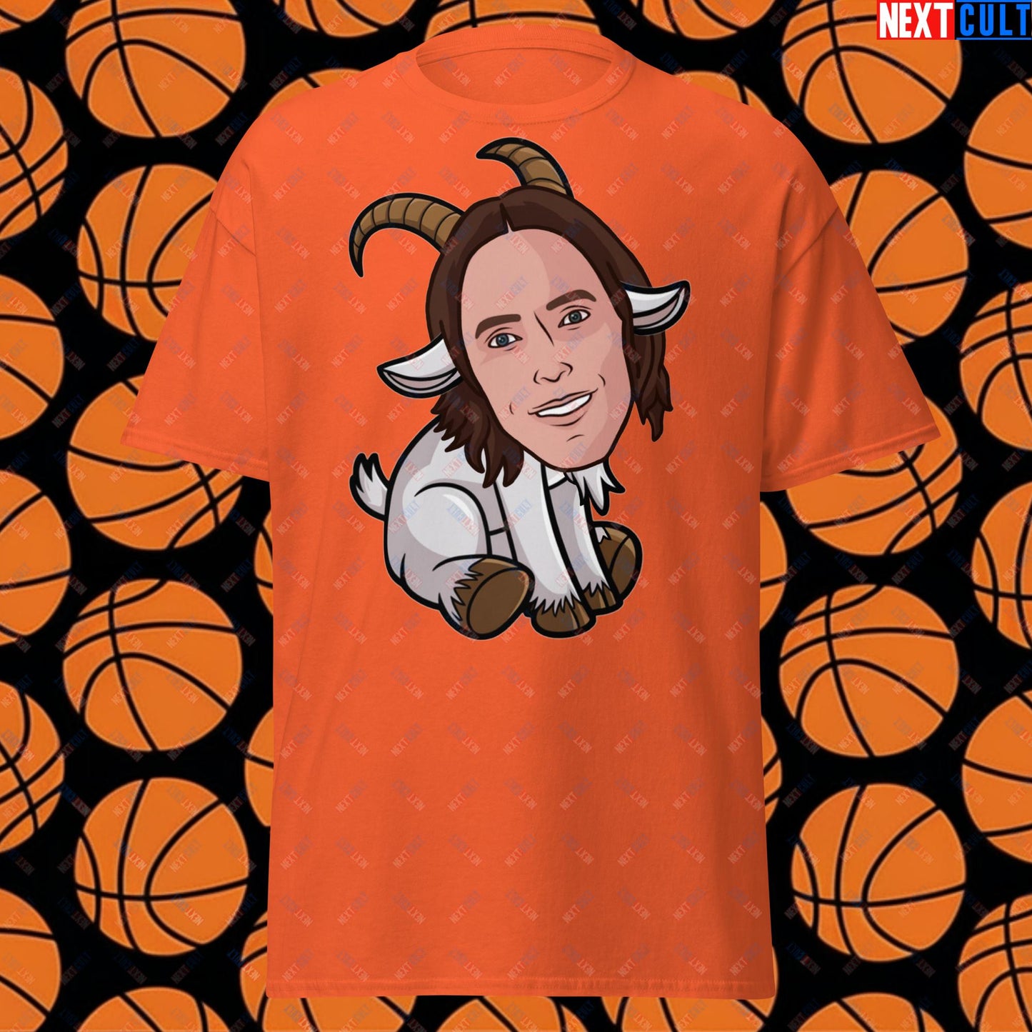 Steve Nash G.O.A.T. T-Shirt - Funny Basketball Meme Casual Top - Greatest of All Time Tee for Basketball Fans - Perfect Gift for Steve Nash Fans Unisex tee Orange T-shirts Basketball Dallas Mavericks G.O.A.T. NBA Phoenix Suns Steve Nash Next Cult Brand