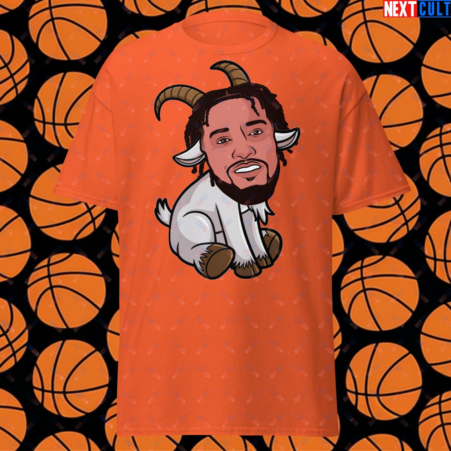 Jalen Brunson G.O.A.T. T-Shirt - Funny Basketball Meme Tee for New York Knicks Fans - Greatest of All Time Casual Top - Perfect Gift for Basketball Lovers Orange T-shirts Basketball G.O.A.T. Jalen Brunson NBA New York Knicks Next Cult Brand