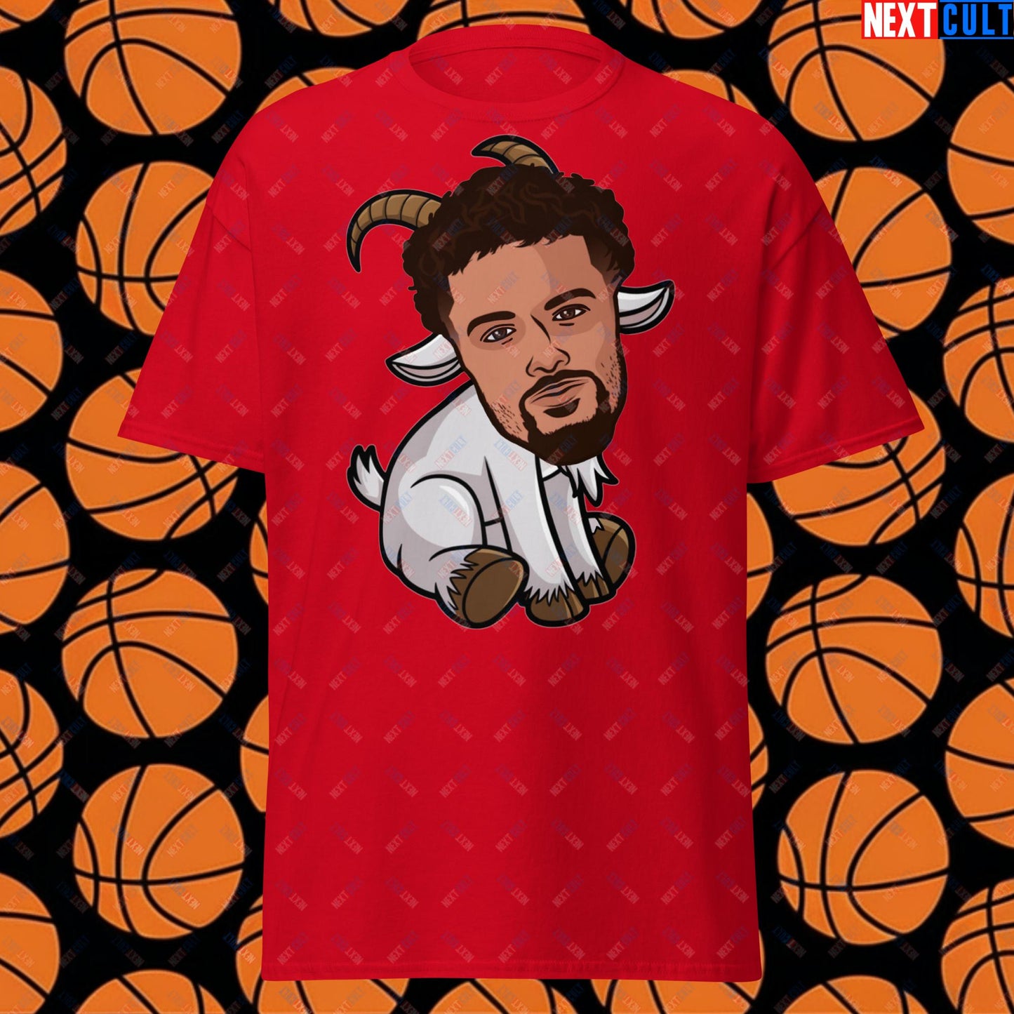 Trae Young G.O.A.T. T-Shirt - Funny Atlanta Hawks Basketball Meme Casual Top - Greatest of All Time Tee for Basketball Fans - Perfect Gift for Trae Young Fans Red T-shirts Atlanta Hawks Basketball G.O.A.T. NBA Trae Young Next Cult Brand