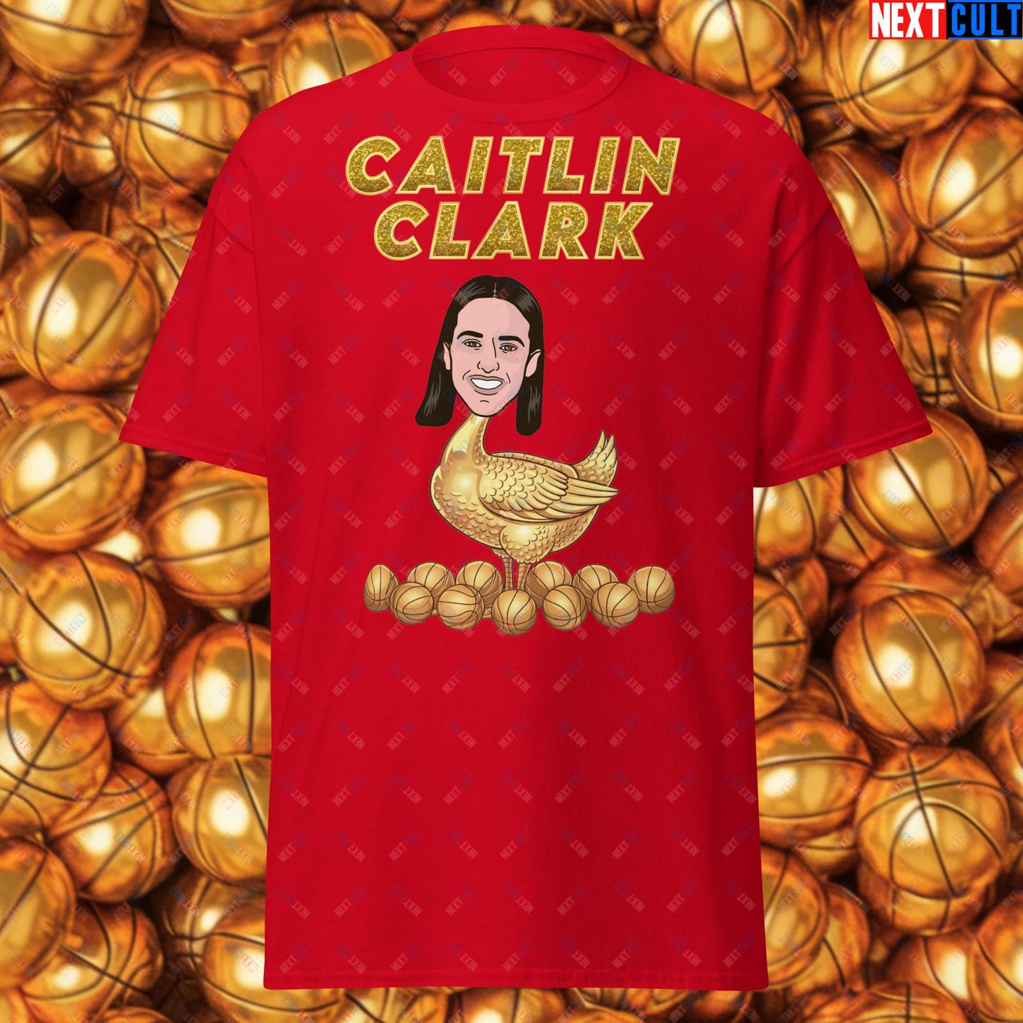Caitlin Clark Golden Goose T-Shirt - Women's Basketball Meme Casual Top - Indiana Fever & WNBA Fan Gift - Funny Cartoon Tee for Basketball Lovers Red T-shirts Basketball Caitlin Clark Indiana Fever WNBA Next Cult Brand