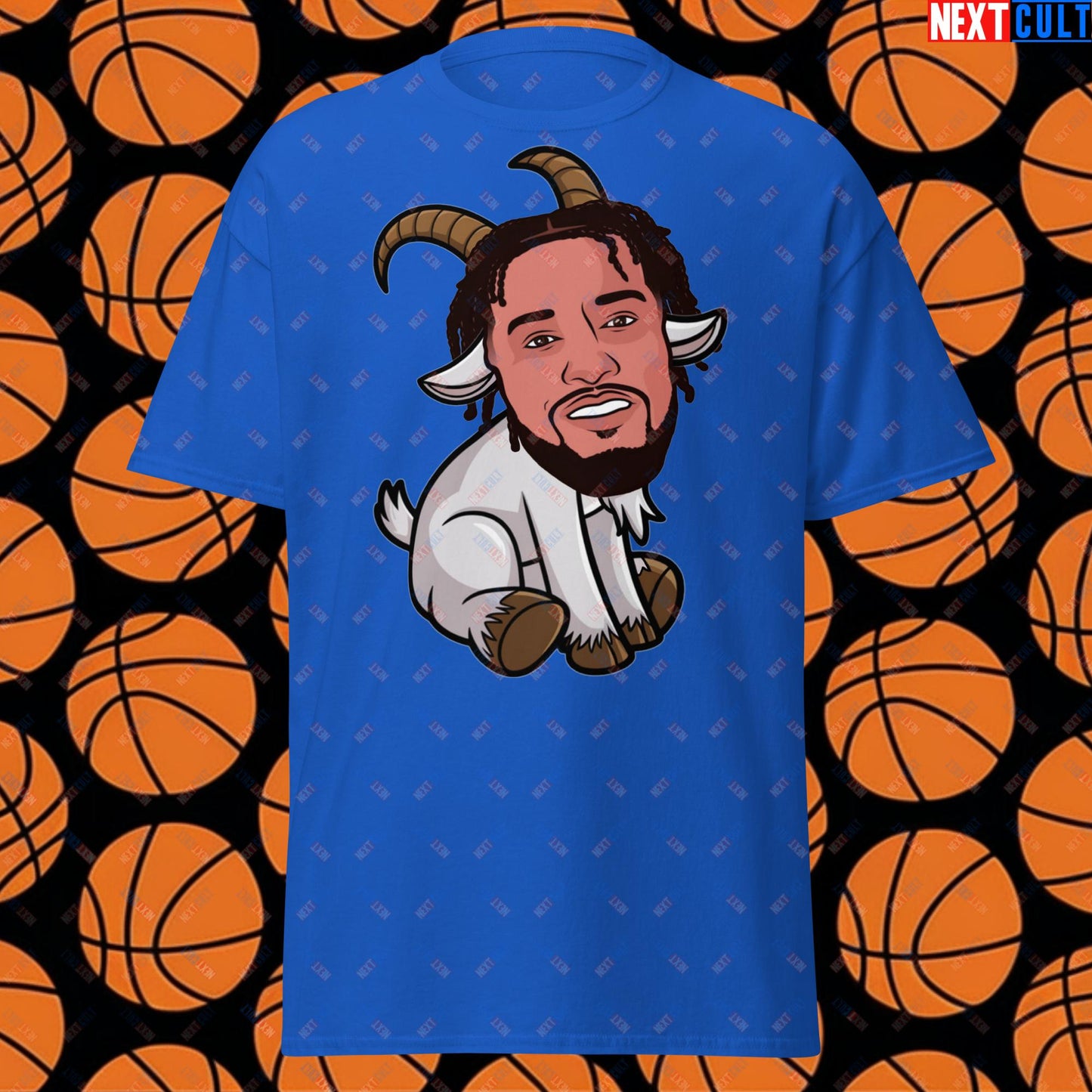 Jalen Brunson G.O.A.T. T-Shirt - Funny Basketball Meme Tee for New York Knicks Fans - Greatest of All Time Casual Top - Perfect Gift for Basketball Lovers Royal T-shirts Basketball G.O.A.T. Jalen Brunson NBA New York Knicks Next Cult Brand