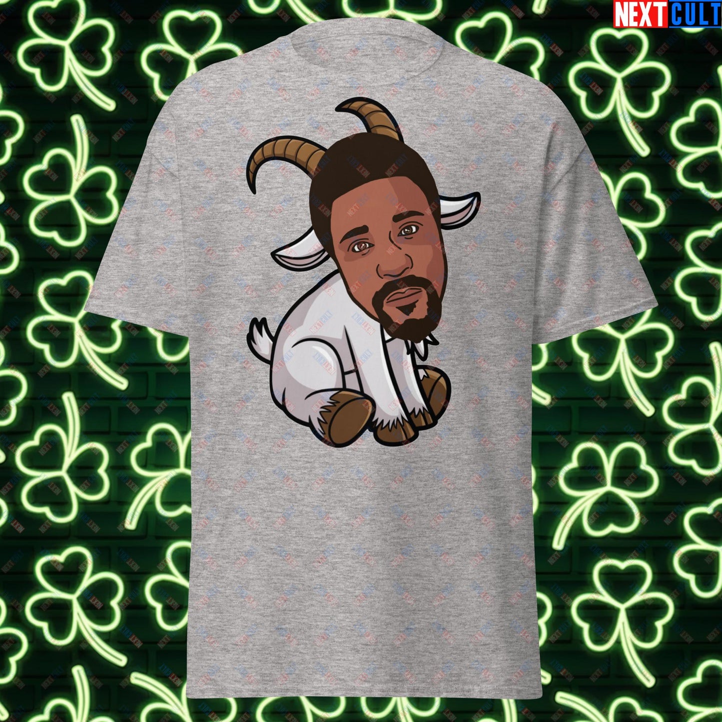 Bill Russell G.O.A.T. T-Shirt - Boston Celtics Basketball Meme Tee - Greatest of All Time Funny Cartoon Top for Basketball Fans - Perfect Gift for Celtics Supporters Sport Grey T-shirts Basketball Bill Russell Boston Celtics G.O.A.T. NBA Next Cult Brand