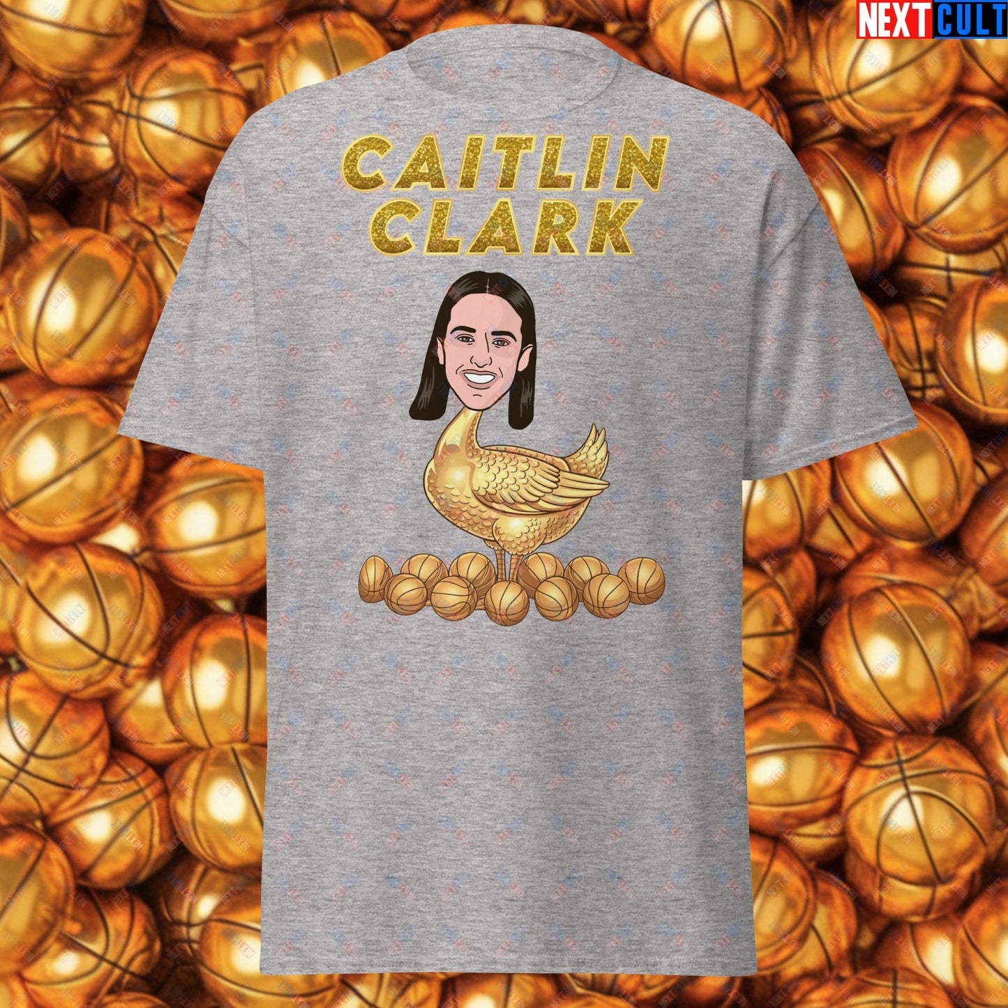 Caitlin Clark Golden Goose T-Shirt - Women's Basketball Meme Casual Top - Indiana Fever & WNBA Fan Gift - Funny Cartoon Tee for Basketball Lovers Sport Grey T-shirts Basketball Caitlin Clark Indiana Fever WNBA Next Cult Brand