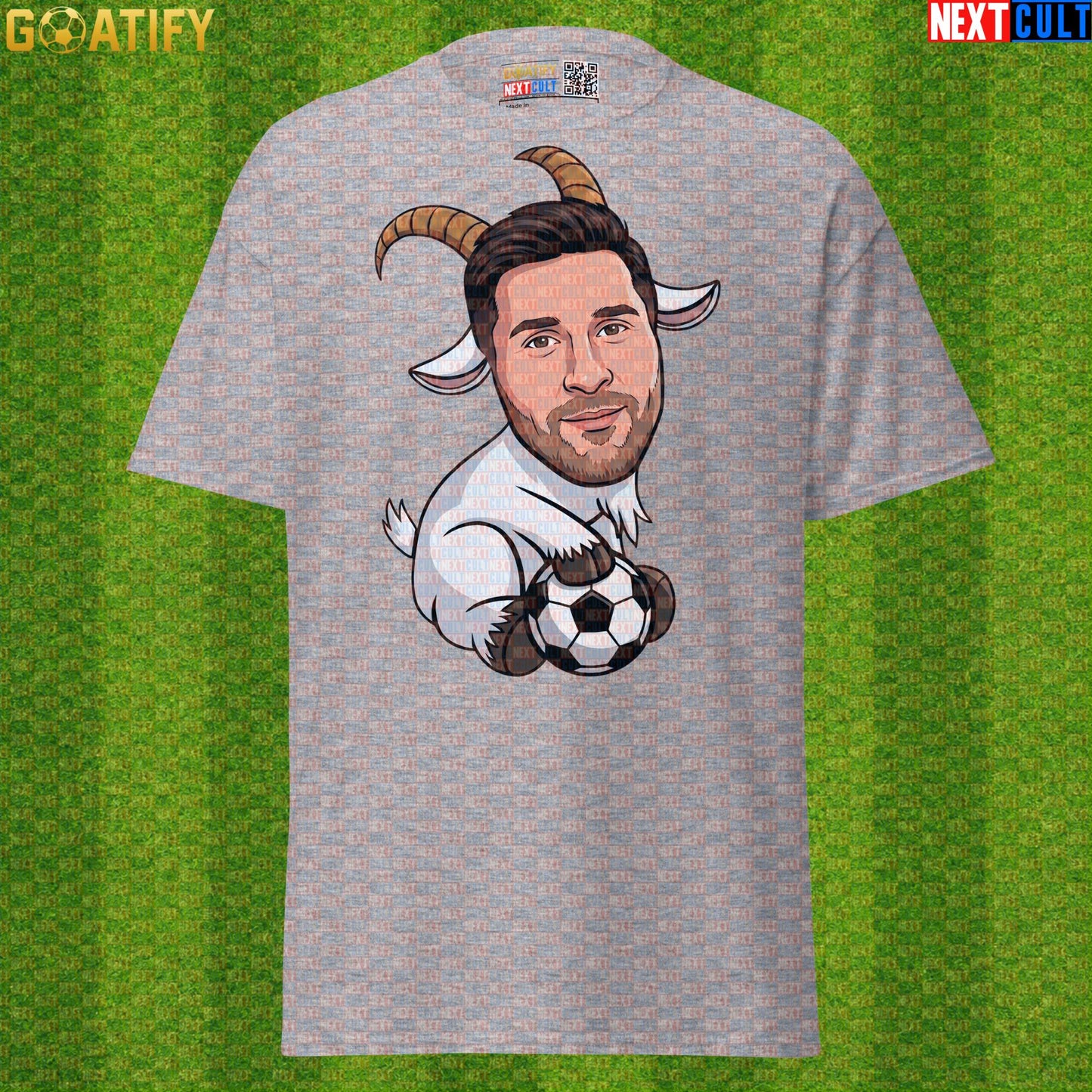 Lionel Messi T-Shirt - GOAT Soccer Graphic Tee Gift for Argentina World Cup Football Fans Sport Grey T-shirts Next Cult Brand