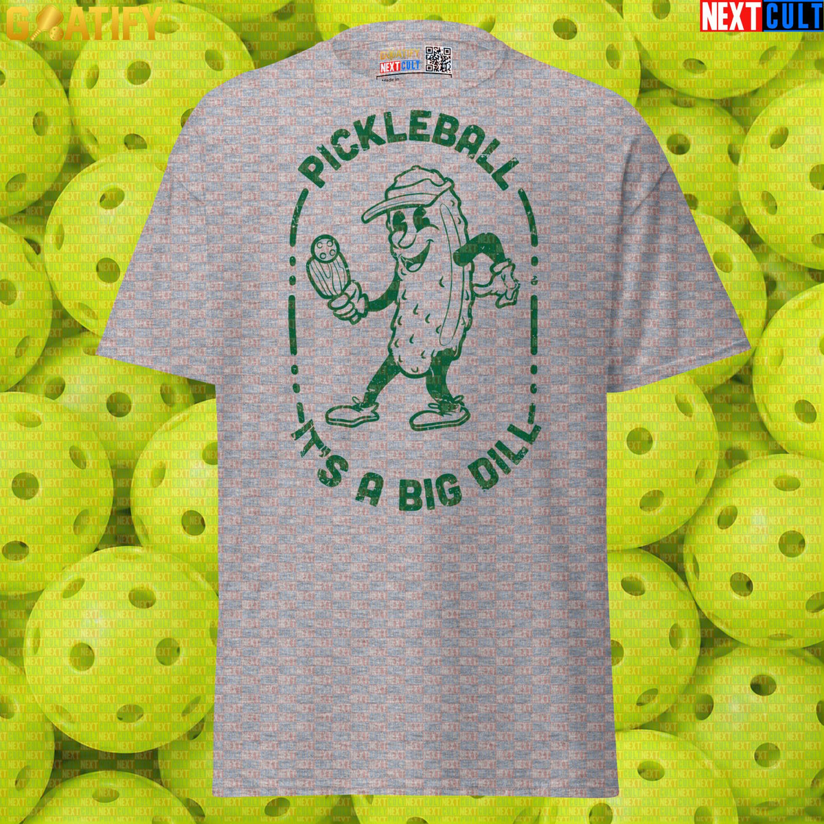 Pickleball T-Shirt It's a Big Dill Retro Pickle Joke Graphic for Players & Sports Fans Sport Grey T-shirts Next Cult Brand