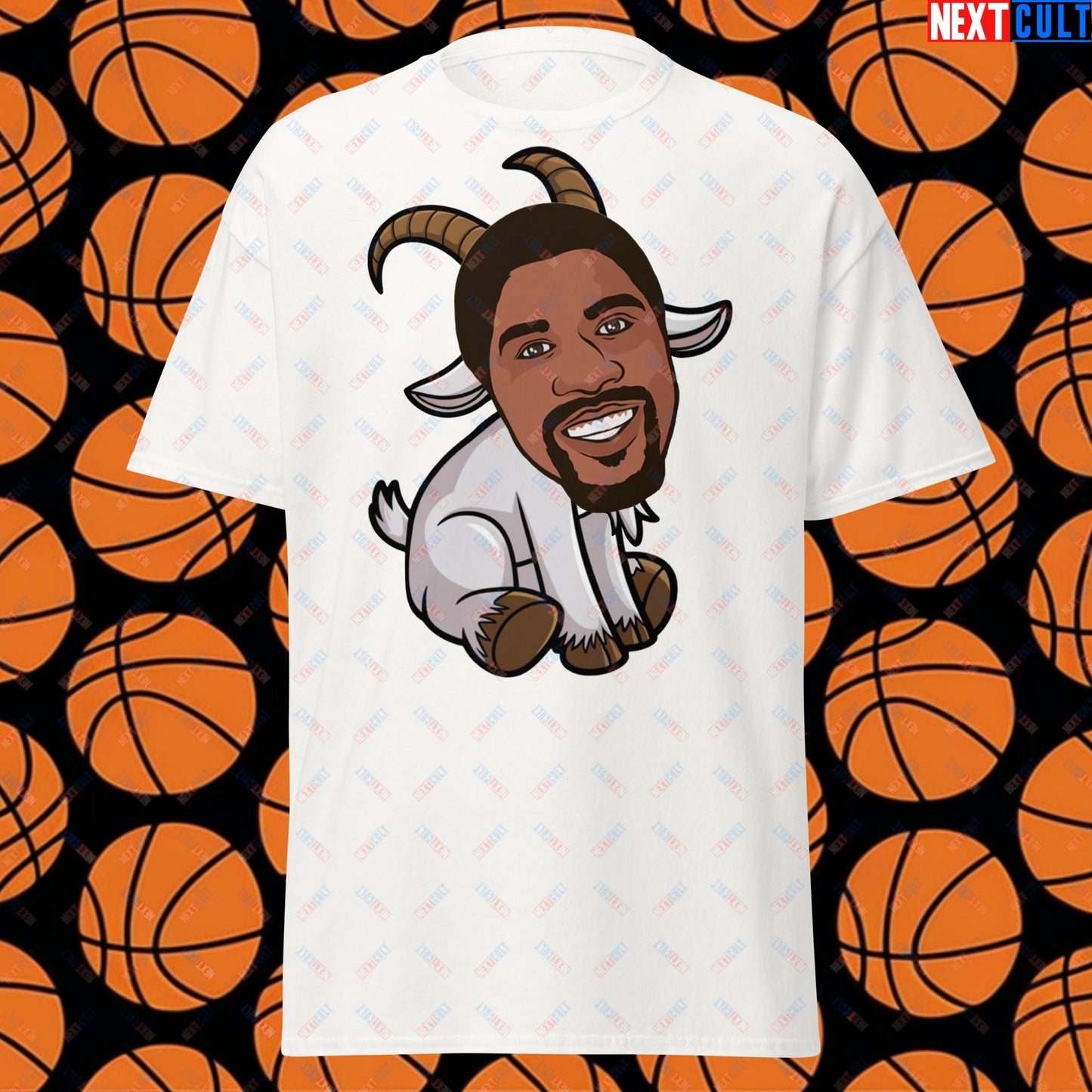 Magic Johnson G.O.A.T. T-Shirt - Funny Basketball Meme Casual Top - Greatest of All Time Tee for Basketball Fans - Perfect Gift for Magic Johnson Fans Unisex tee White T-shirts Basketball G.O.A.T. Los Angeles Lakers Magic Johnson NBA Next Cult Brand