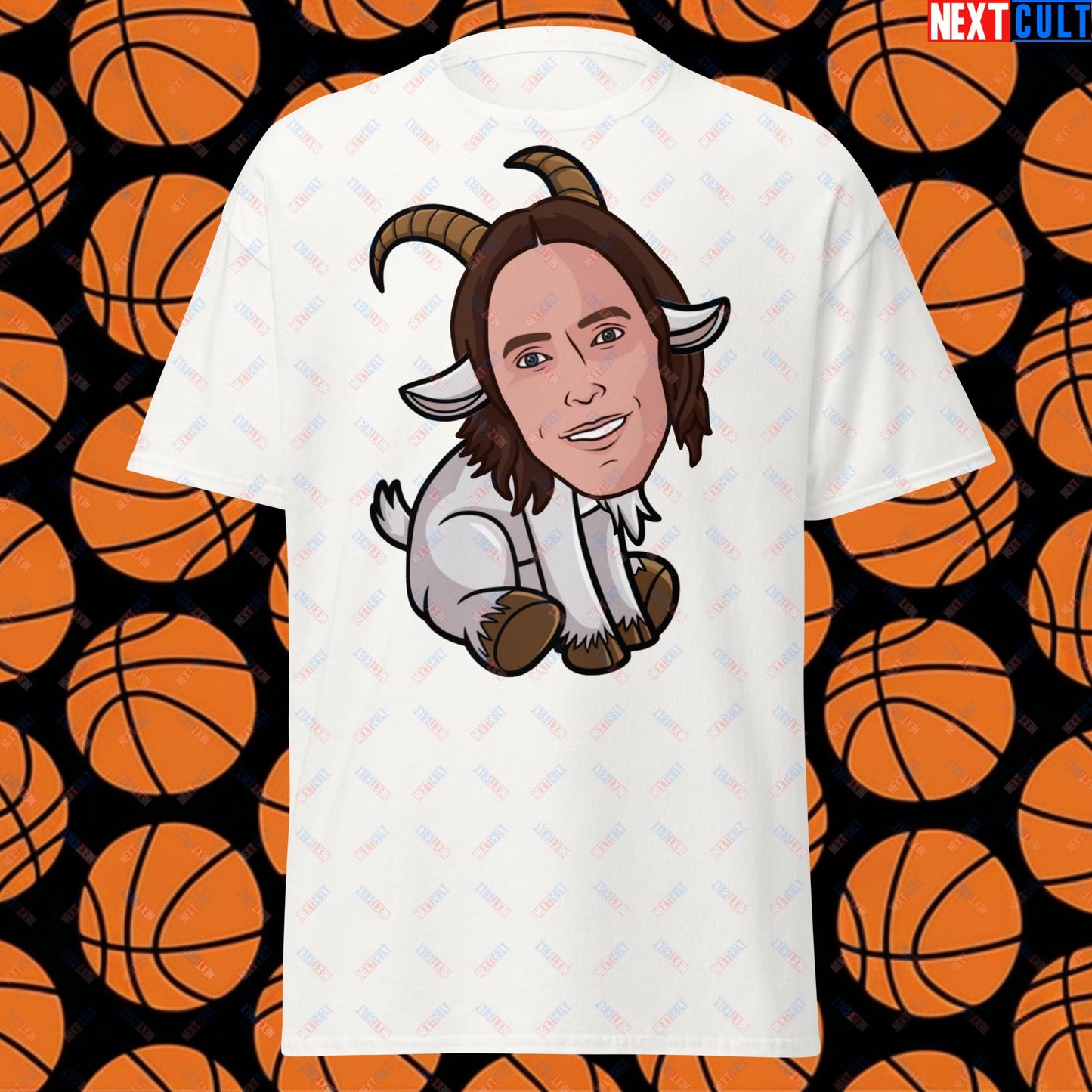 Steve Nash G.O.A.T. T-Shirt - Funny Basketball Meme Casual Top - Greatest of All Time Tee for Basketball Fans - Perfect Gift for Steve Nash Fans Unisex tee White T-shirts Basketball Dallas Mavericks G.O.A.T. NBA Phoenix Suns Steve Nash Next Cult Brand