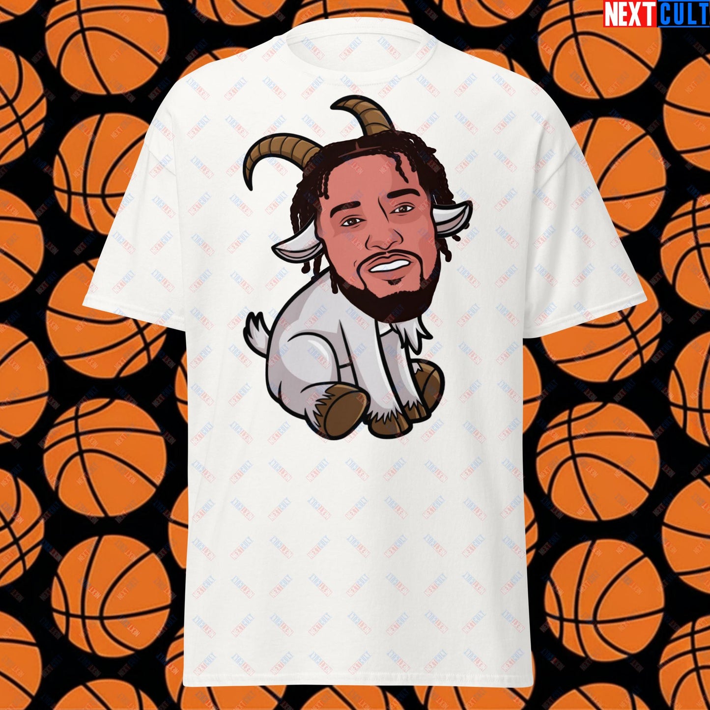 Jalen Brunson G.O.A.T. T-Shirt - Funny Basketball Meme Tee for New York Knicks Fans - Greatest of All Time Casual Top - Perfect Gift for Basketball Lovers White T-shirts Basketball G.O.A.T. Jalen Brunson NBA New York Knicks Next Cult Brand